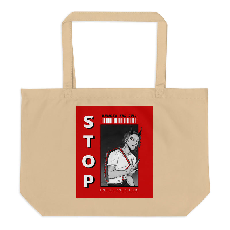 Unmask Evil | Antisemitism | Large Organic Tote Bag