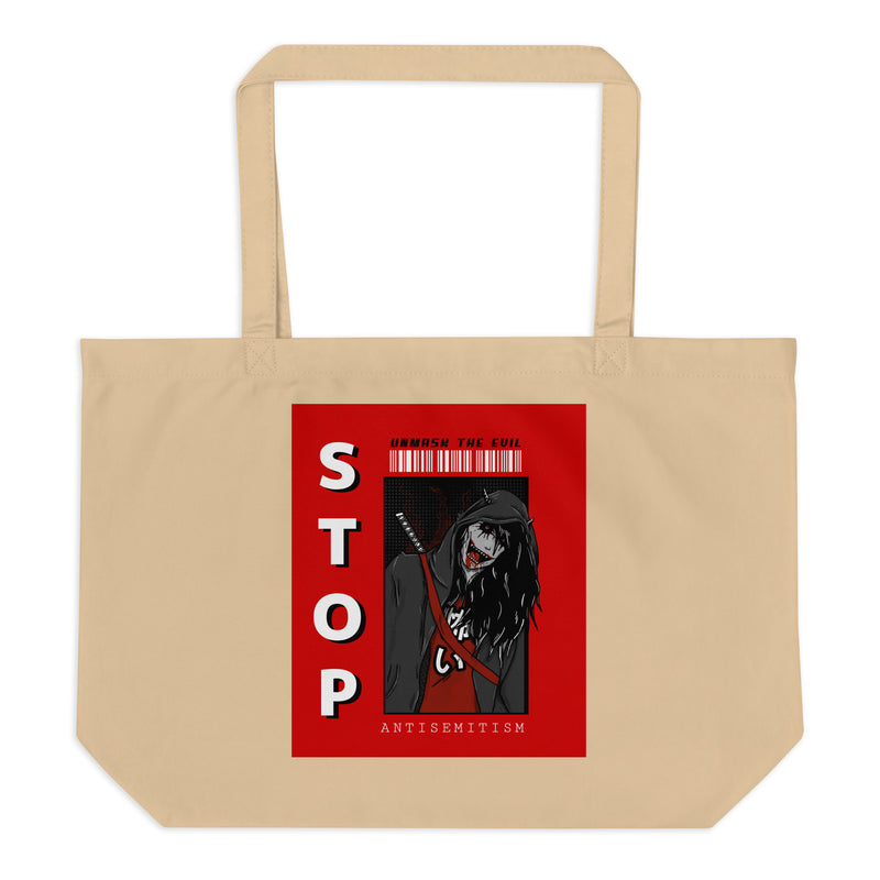 Unmask Evil | Antisemitism | Large Organic Tote Bag