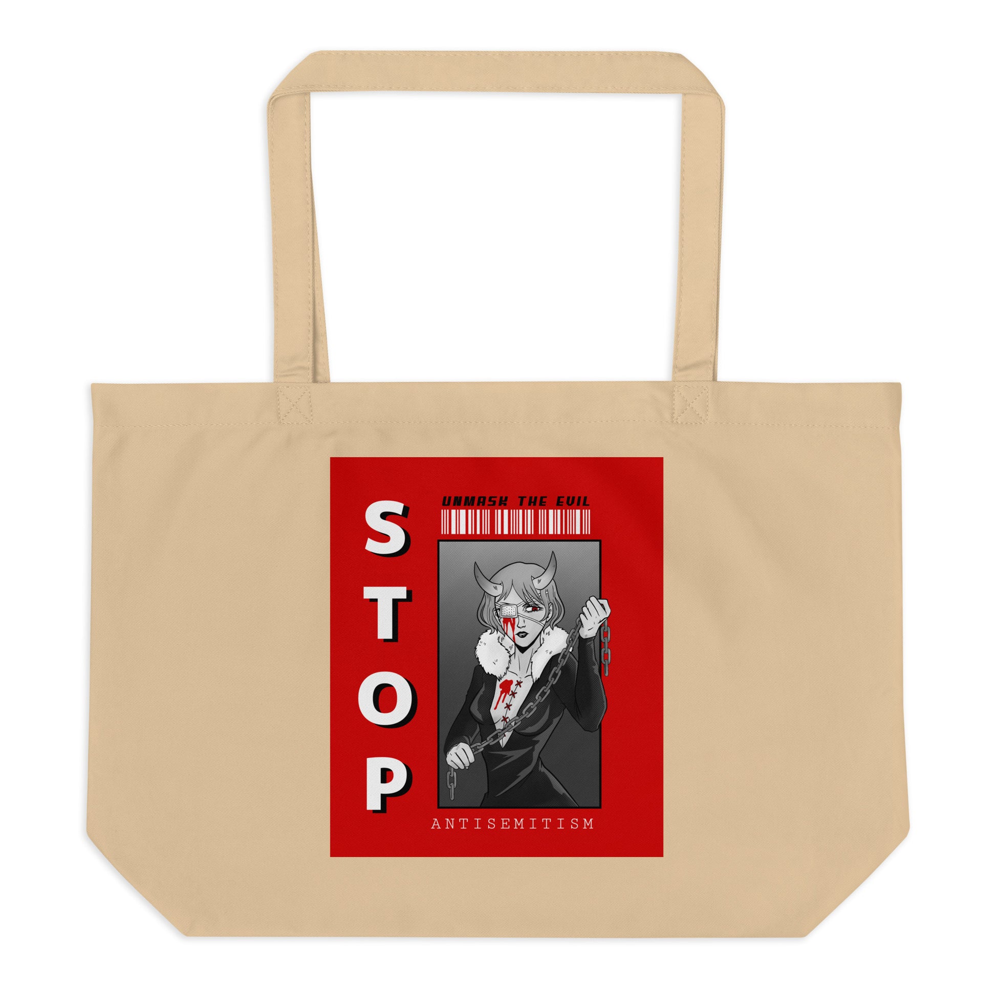 Unmask Evil | Antisemitism | Large Organic Tote Bag