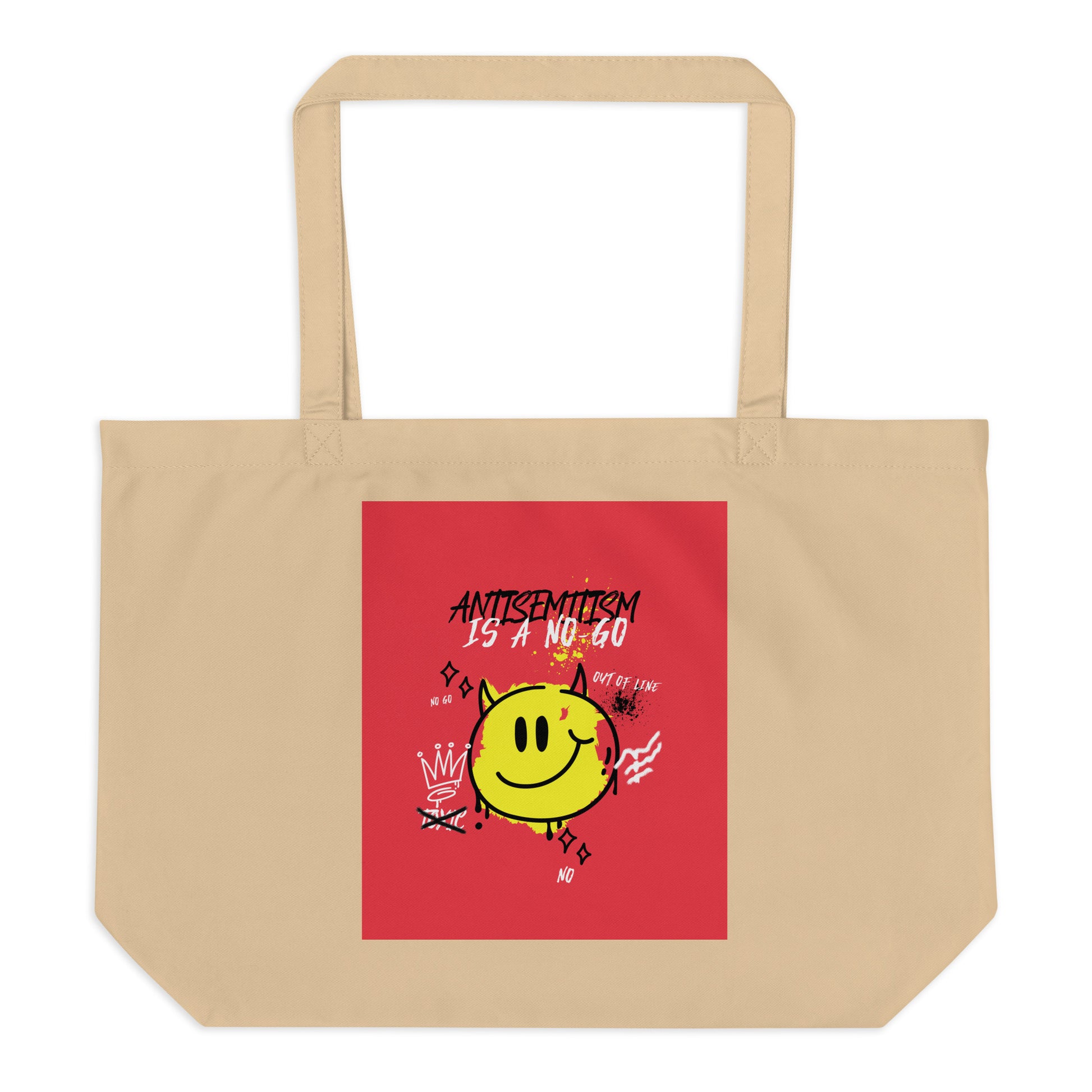 No Go Graffiti Doodle | Antisemitism | Large Organic Tote Bag