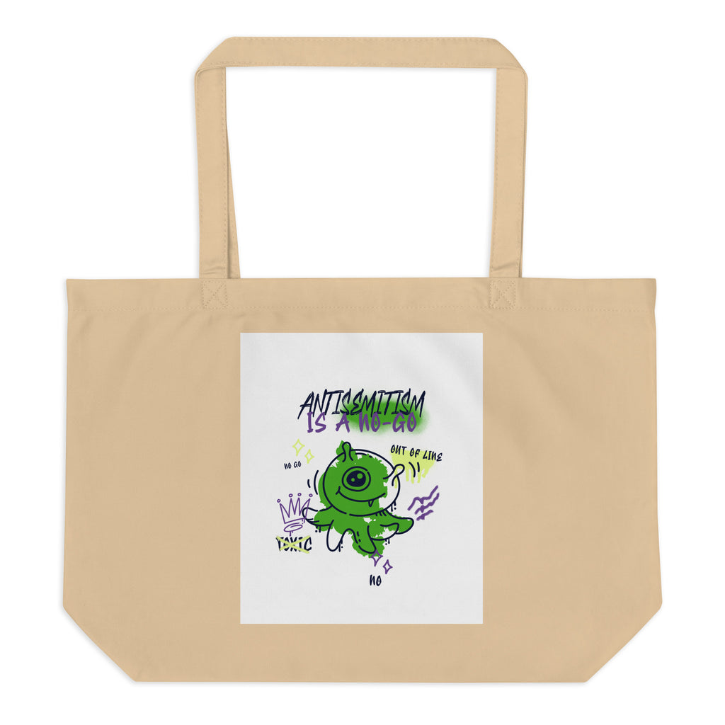 No Go Graffiti Doodle | Antisemitism | Large Organic Tote Bag