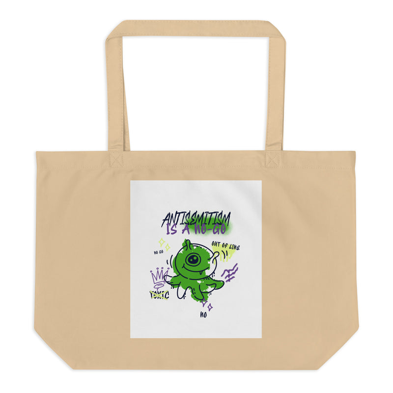 No Go Graffiti Doodle | Antisemitism | Large Organic Tote Bag