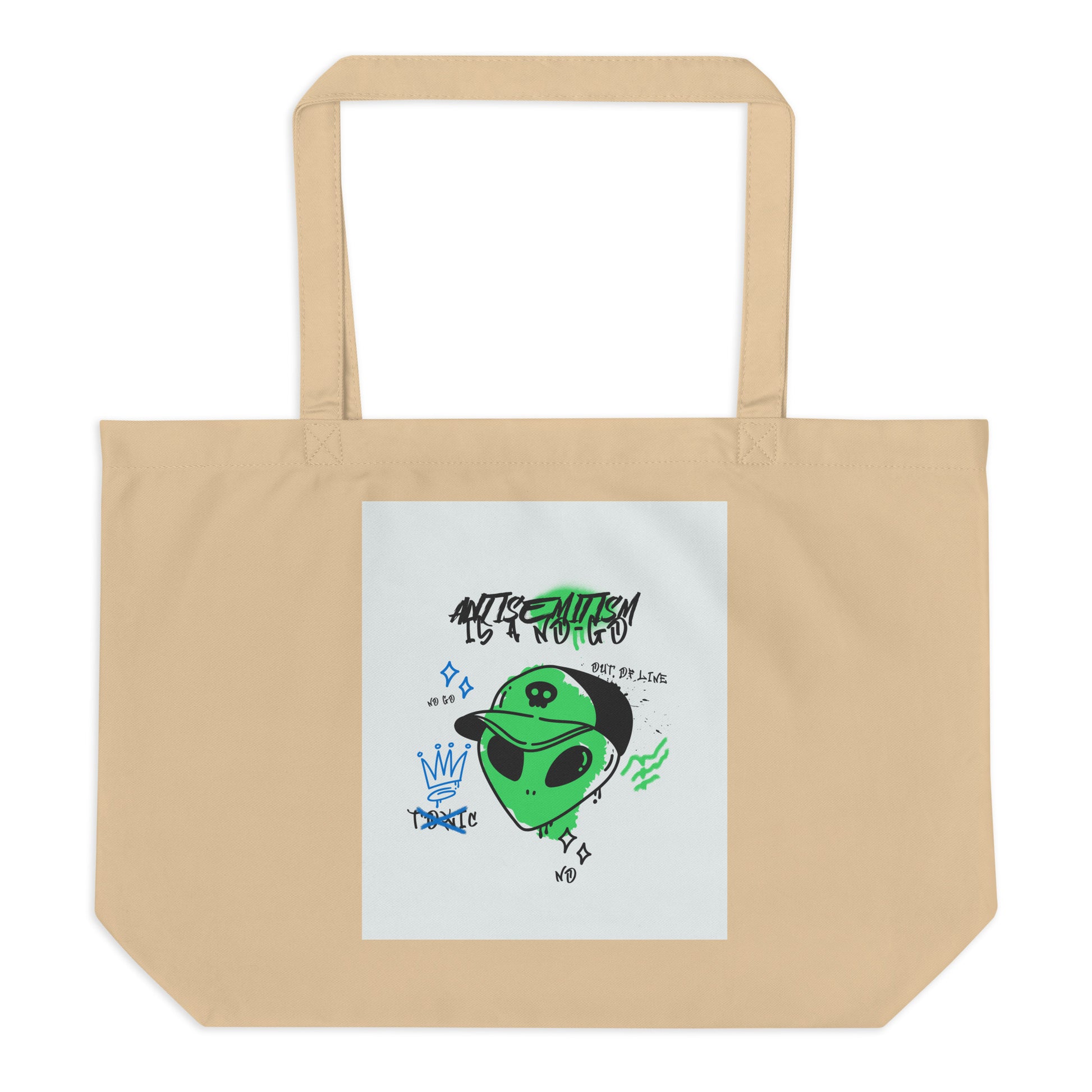 No Go Graffiti Doodle | Antisemitism | Large Organic Tote Bag