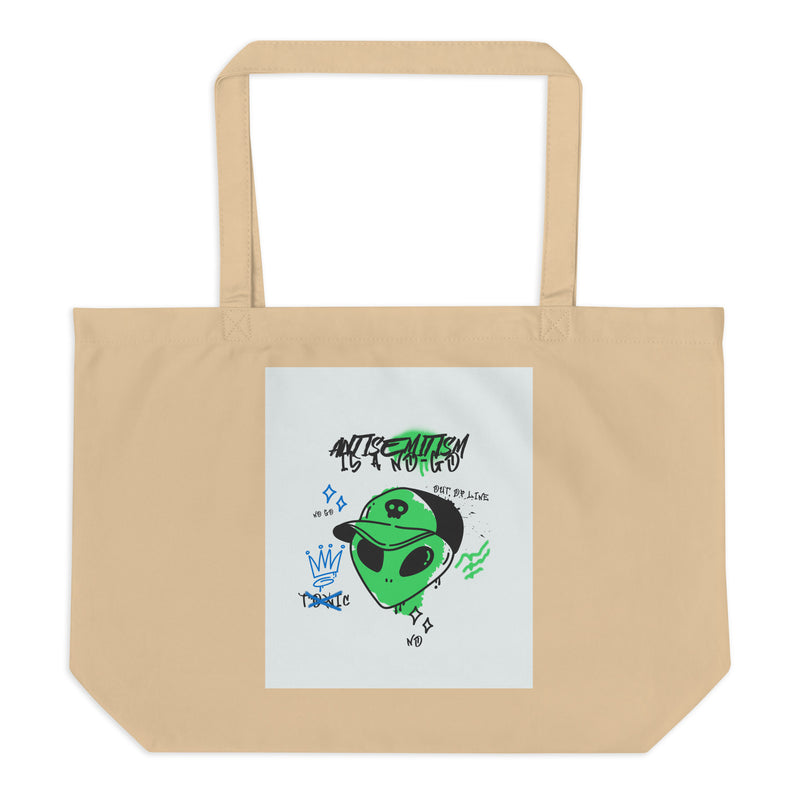 No Go Graffiti Doodle | Antisemitism | Large Organic Tote Bag