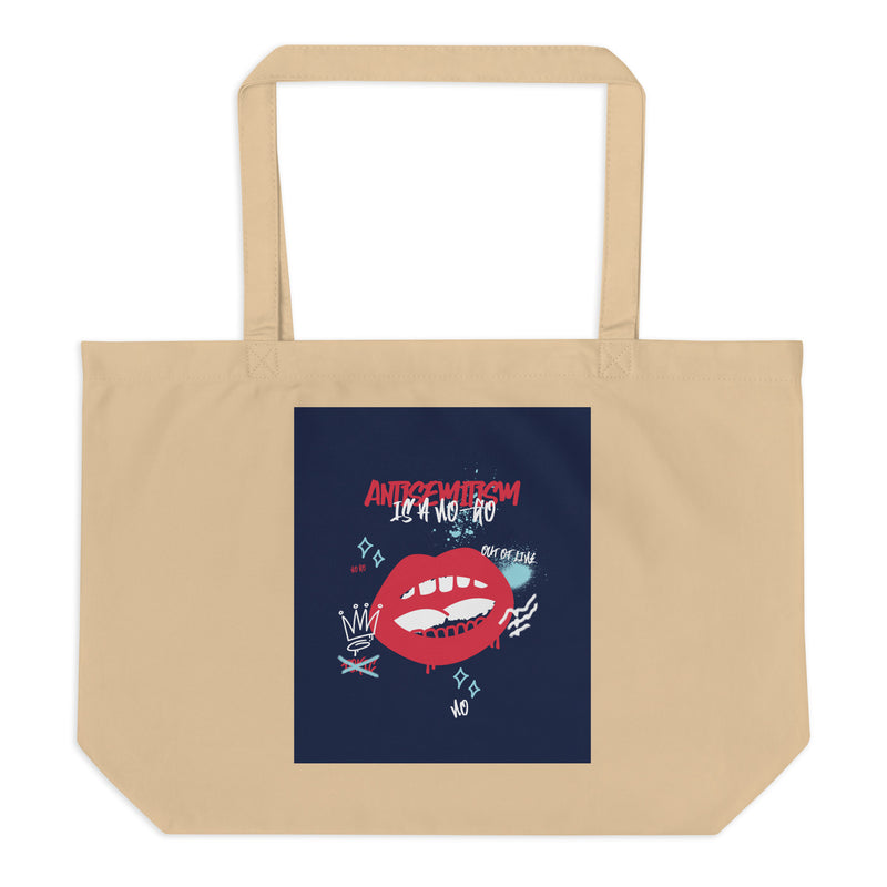 No Go Graffiti Doodle | Antisemitism | Large Organic Tote Bag