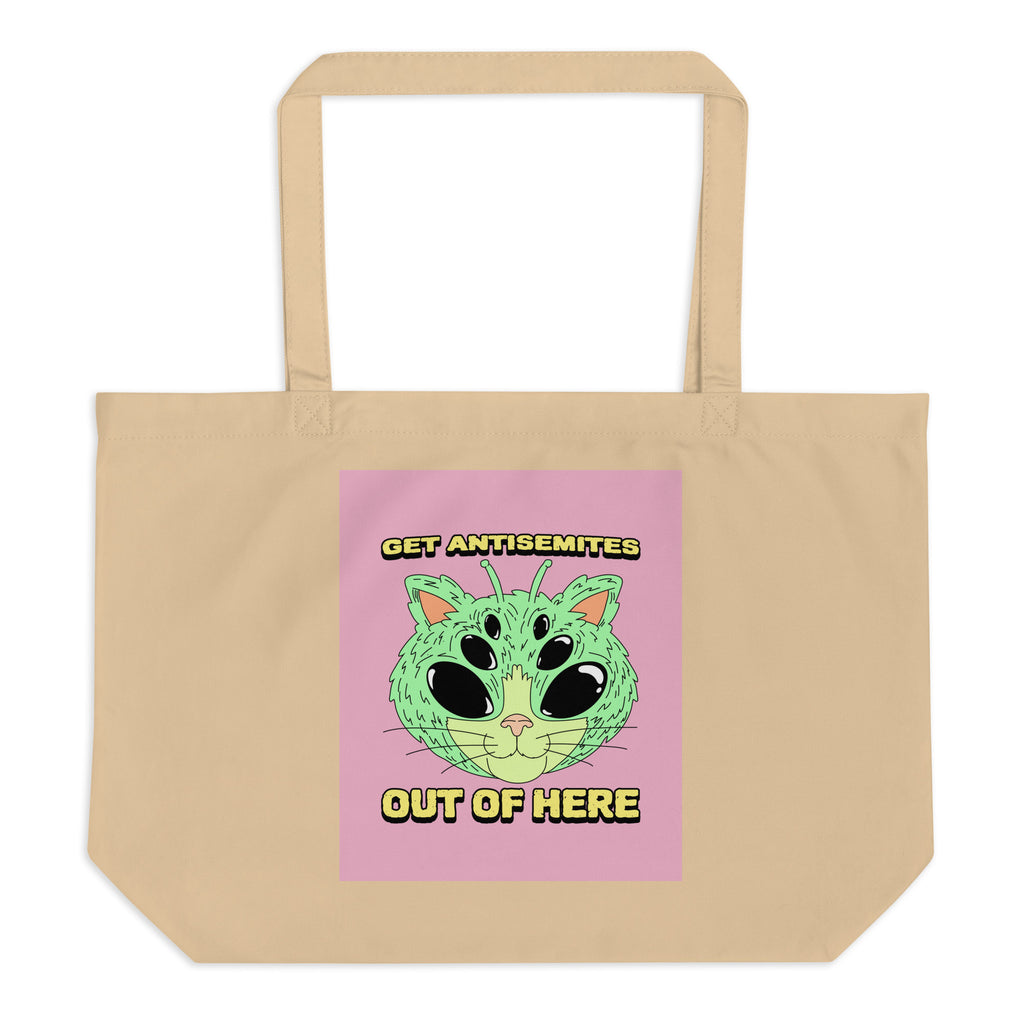 Get Alien Out | Pink Edition | Large Organic Tote Bag Jouparty