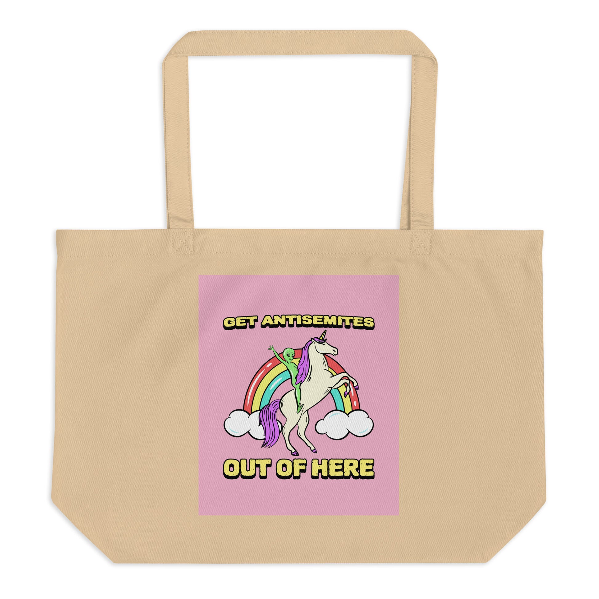 Get Alien Out | Pink Edition | Large Organic Tote Bag Jouparty