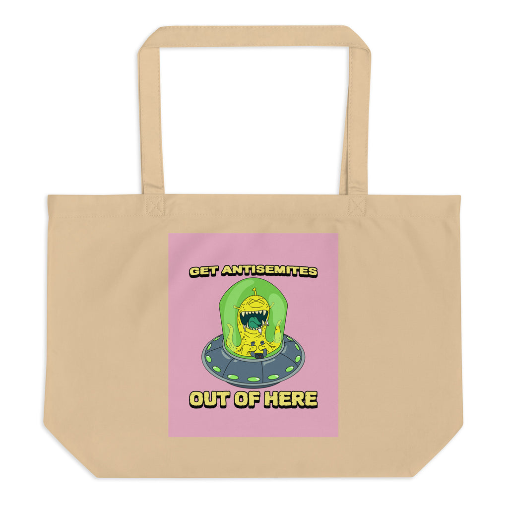 Get Alien Out | Pink Edition | Large Organic Tote Bag