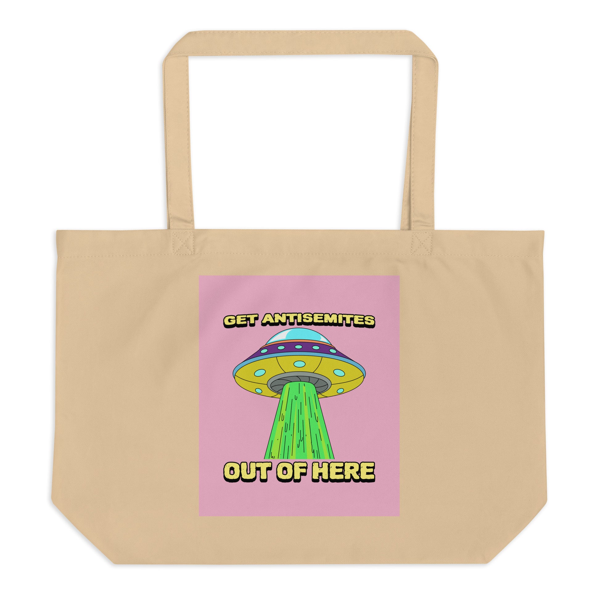 Get Alien Out | Pink Edition | Large Organic Tote Bag Jouparty