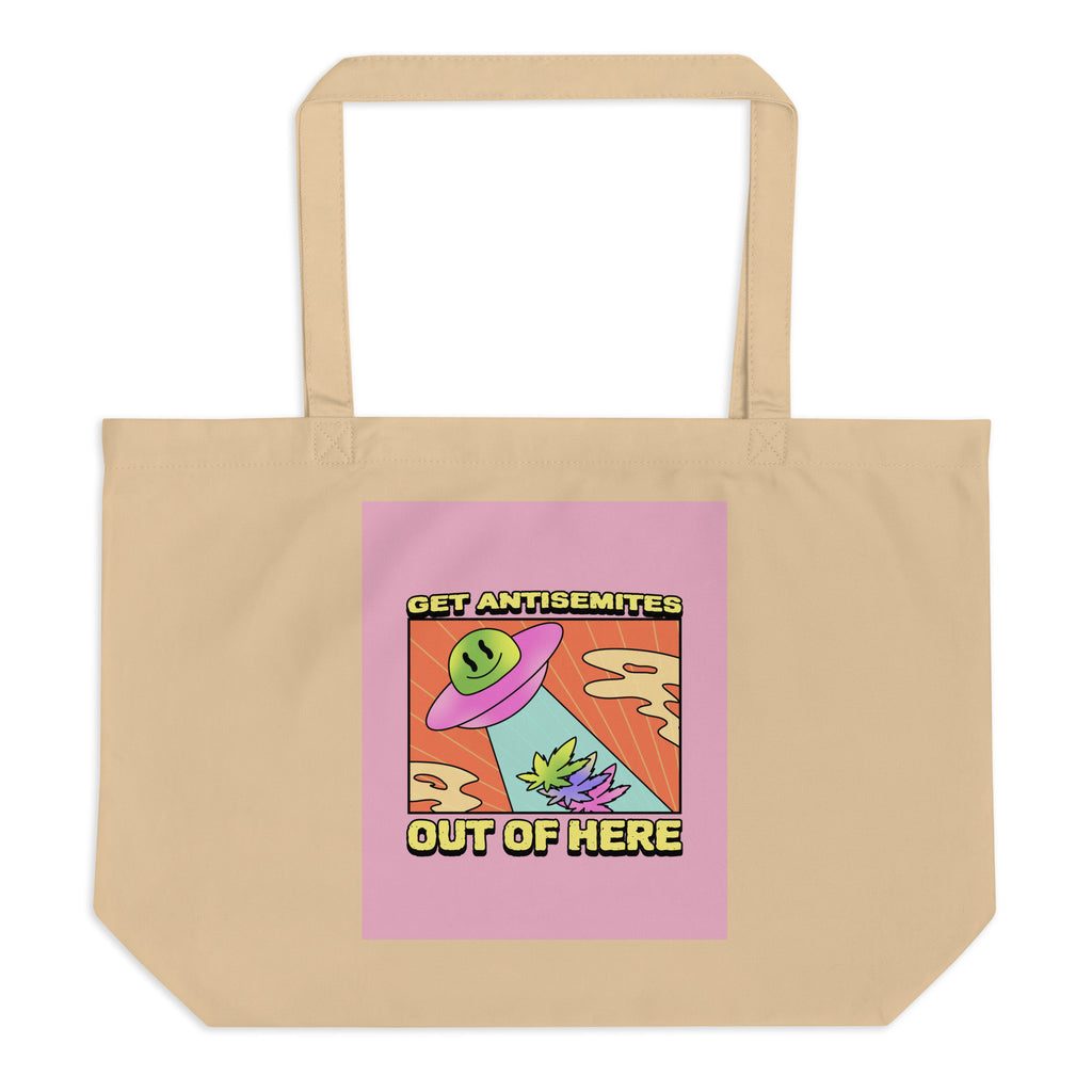 Get Alien Out | Pink Edition | Large Organic Tote Bag