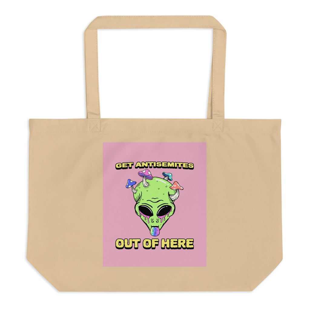 Get Alien Out | Pink Edition | Large Organic Tote Bag Jouparty