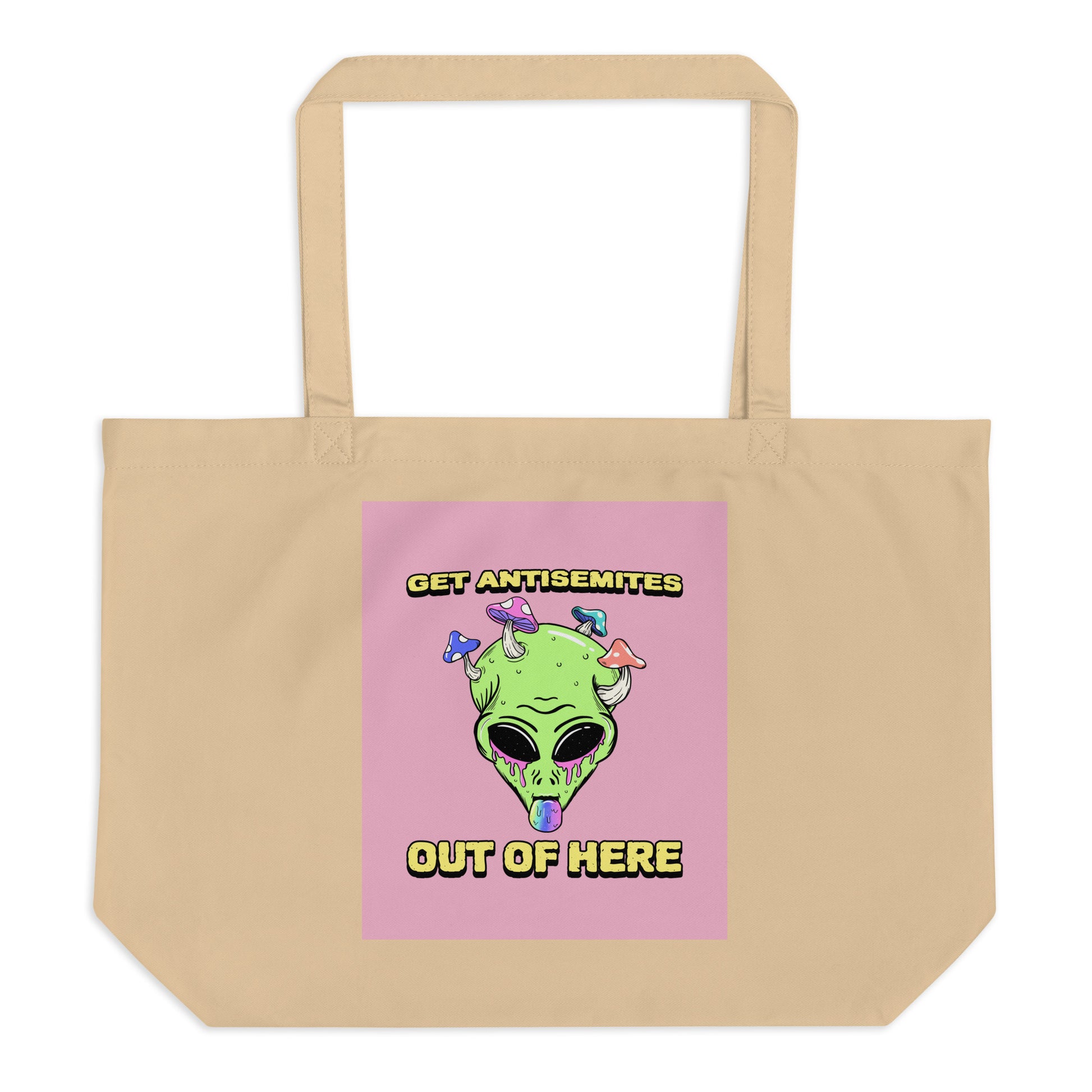 Get Alien Out | Pink Edition | Large Organic Tote Bag Jouparty