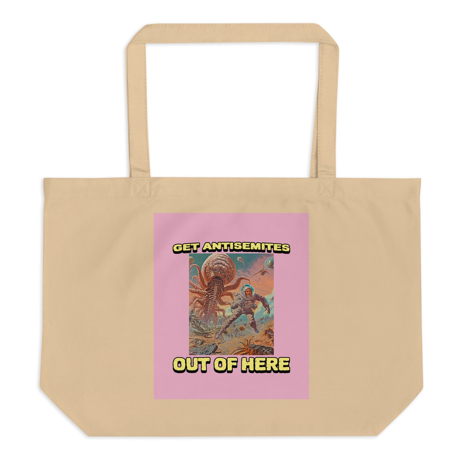 Get Alien Out | Pink Edition | Large Organic Tote Bag