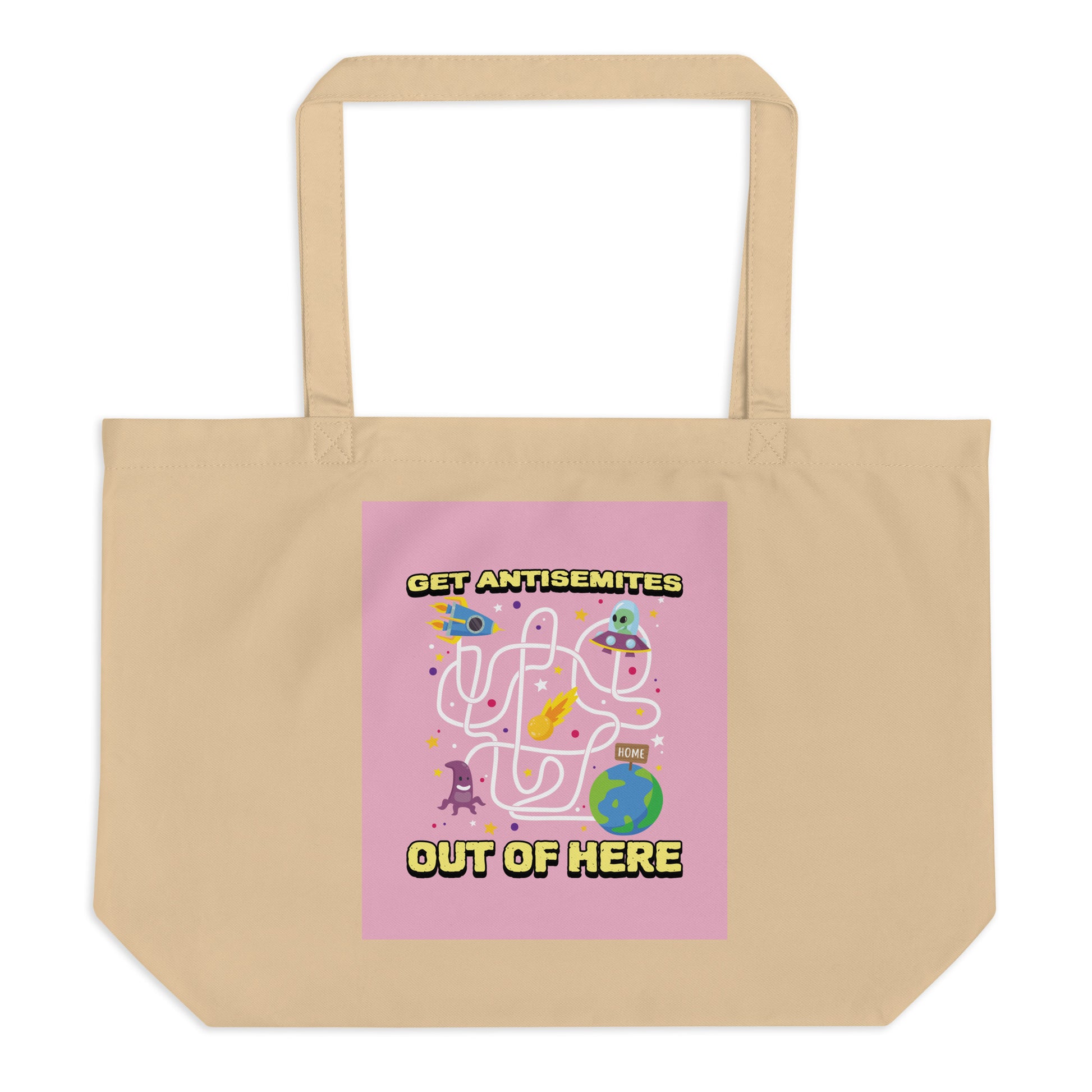 Get Alien Out | Pink Edition | Large Organic Tote Bag Jouparty