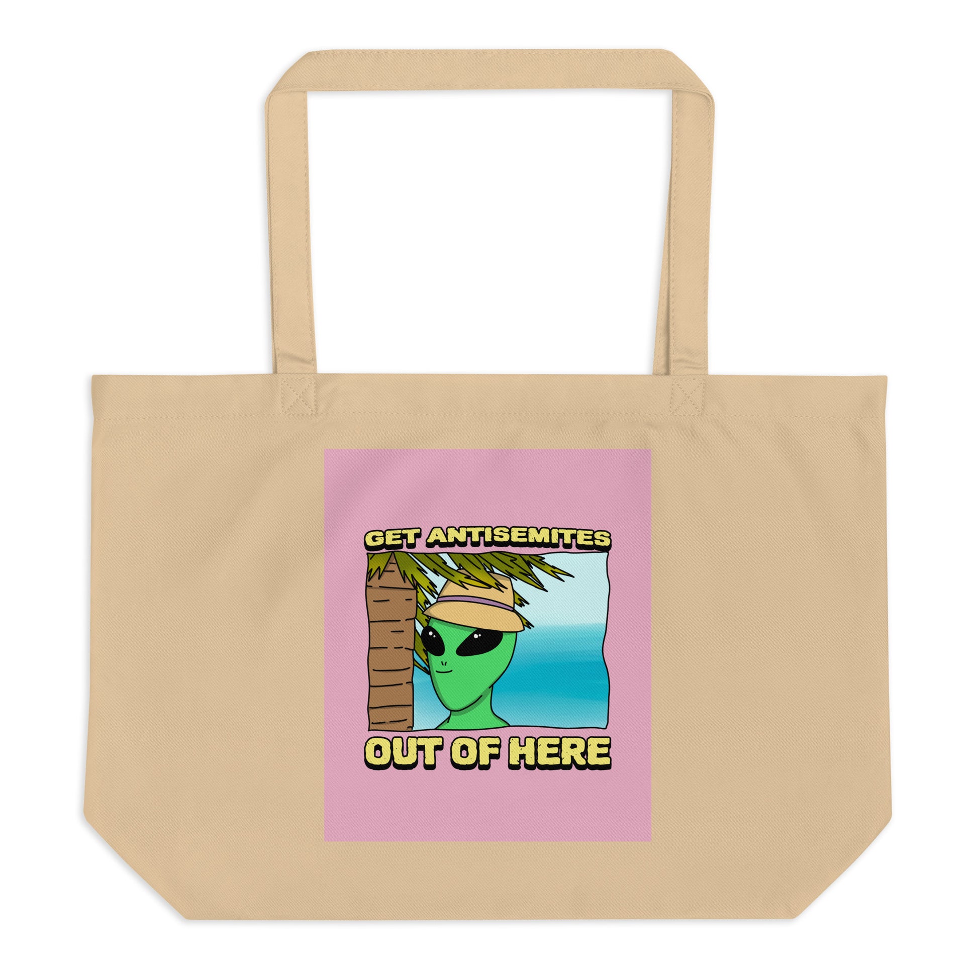 Get Alien Out | Pink Edition | Large Organic Tote Bag Jouparty