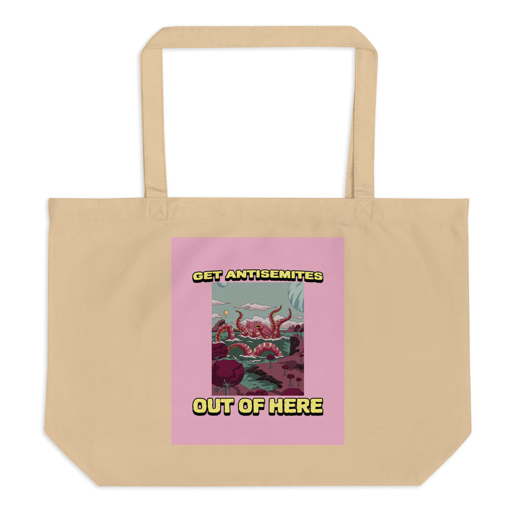Get Alien Out | Pink Edition | Large Organic Tote Bag Jouparty