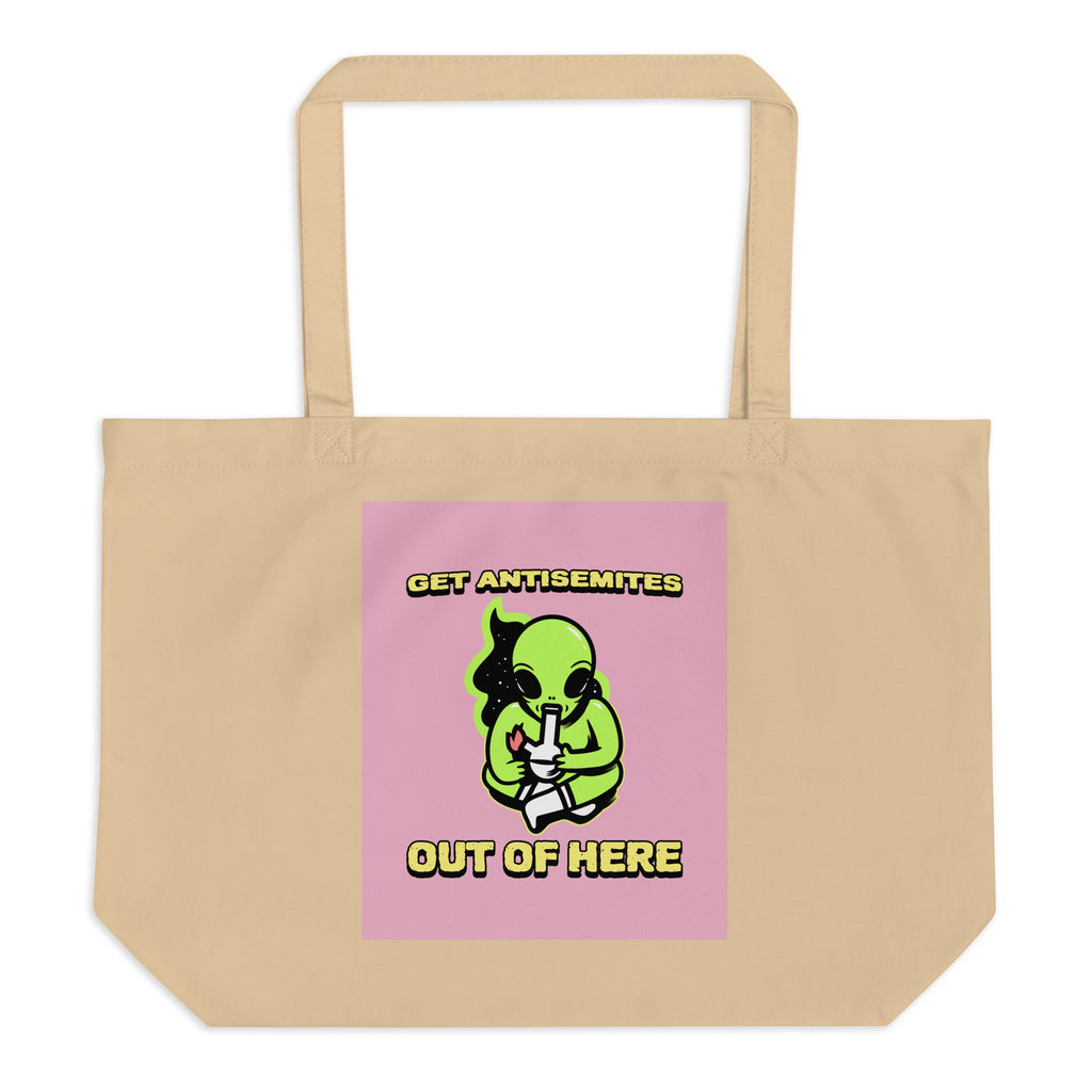 Get Alien Out | Pink Edition | Large Organic Tote Bag