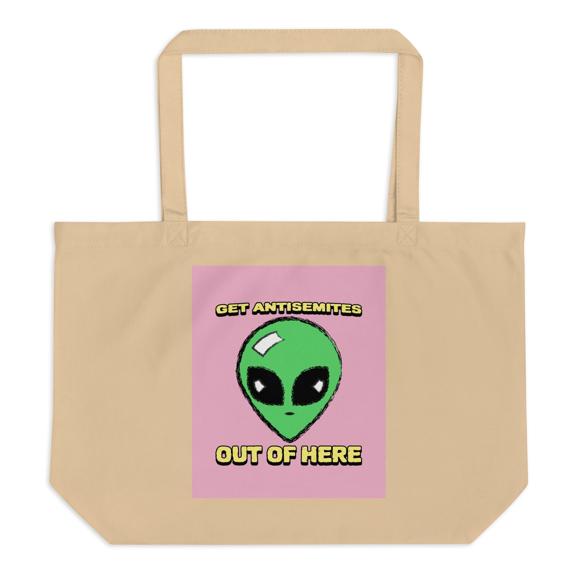 Get Alien Out | Pink Edition | Large Organic Tote Bag Jouparty