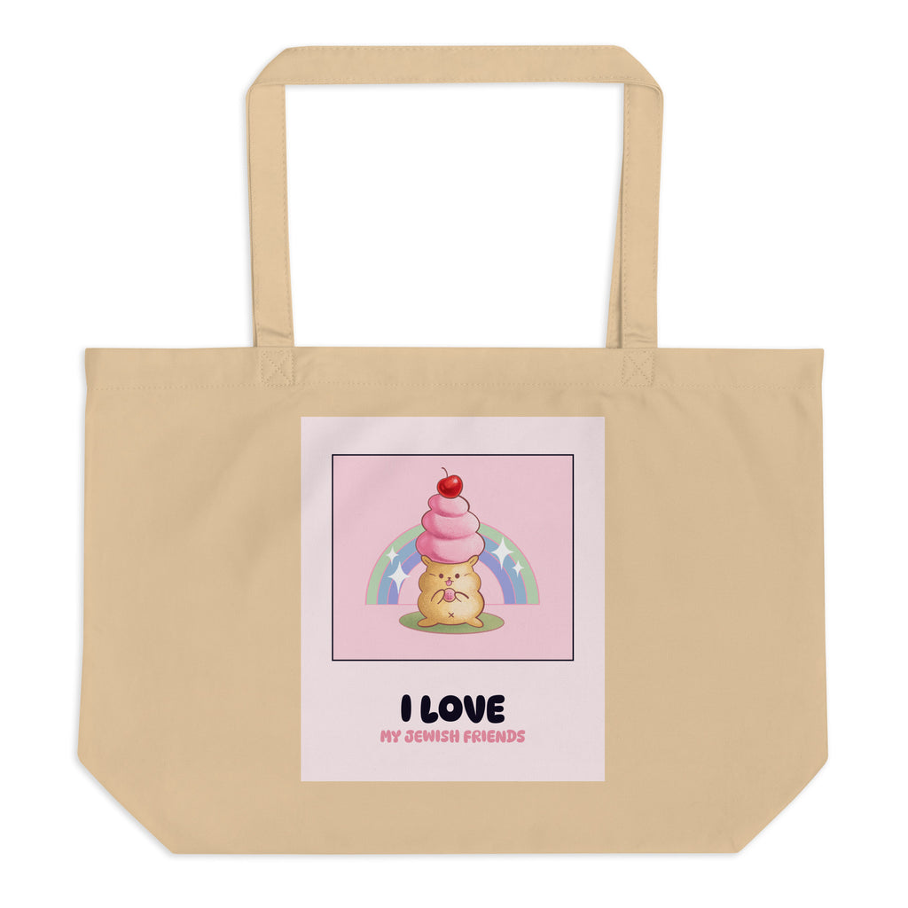 I Love My Jewish Friends | Pink Edition | Large Organic Tote Bag Jouparty