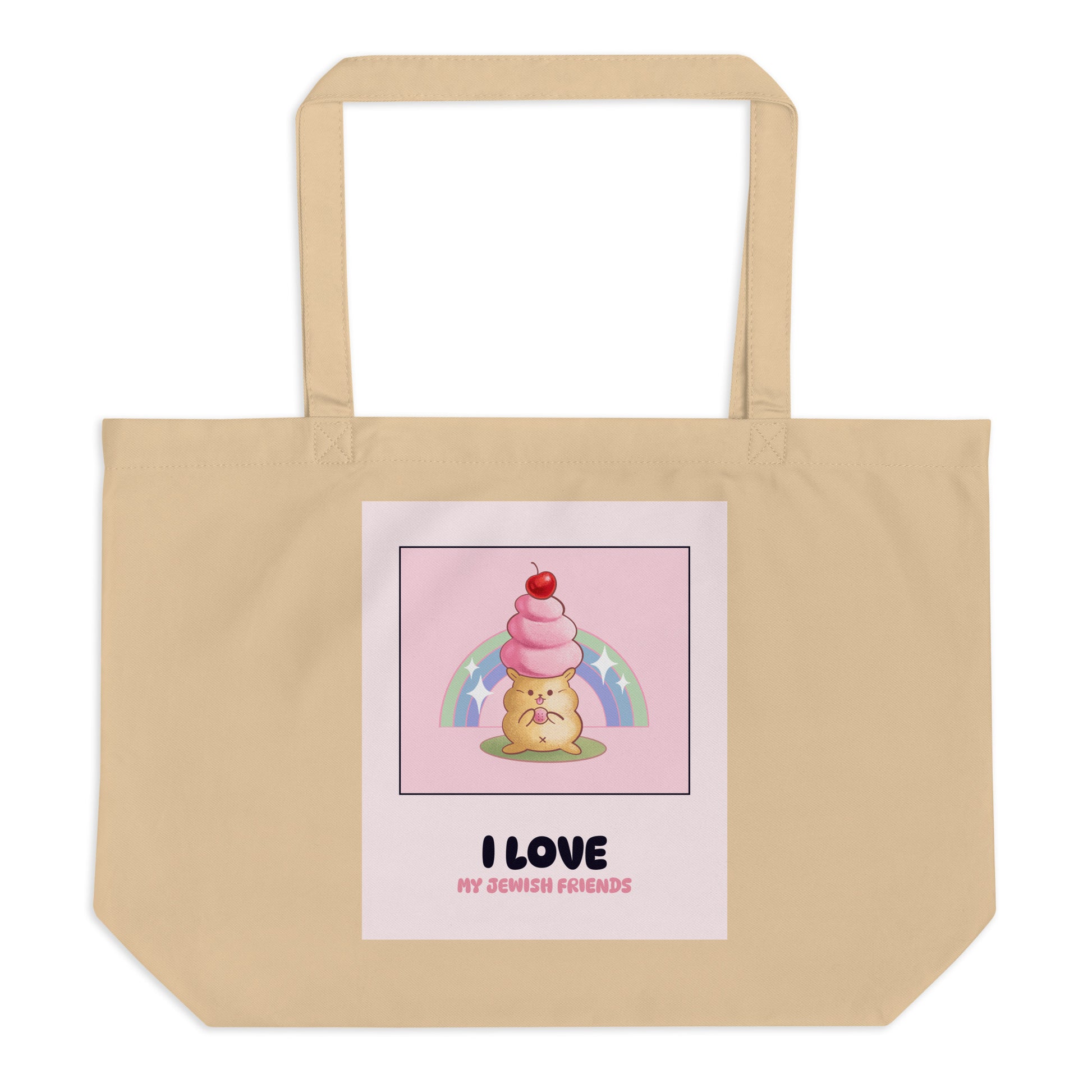 I Love My Jewish Friends | Pink Edition | Large Organic Tote Bag Jouparty