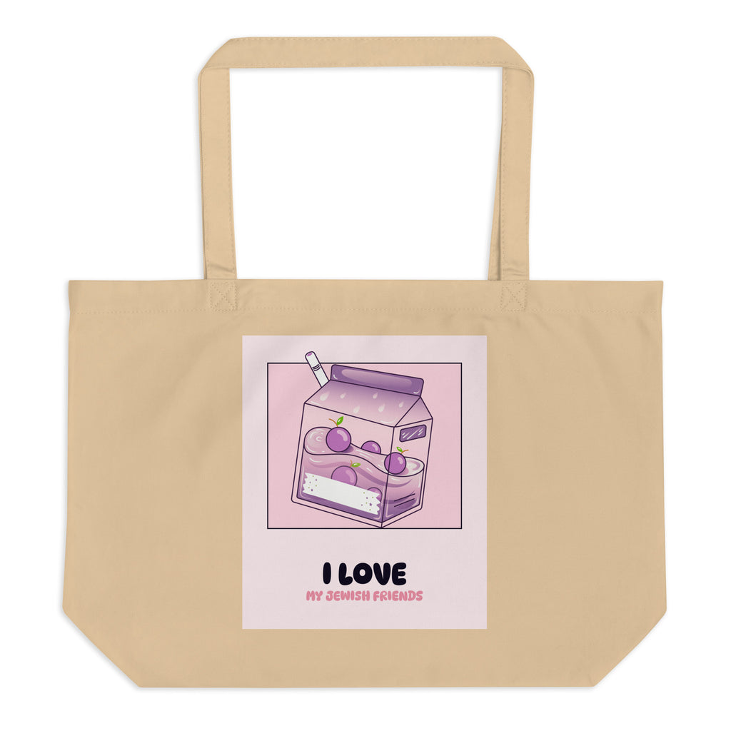 I Love My Jewish Friends | Pink Edition | Large Organic Tote Bag Jouparty