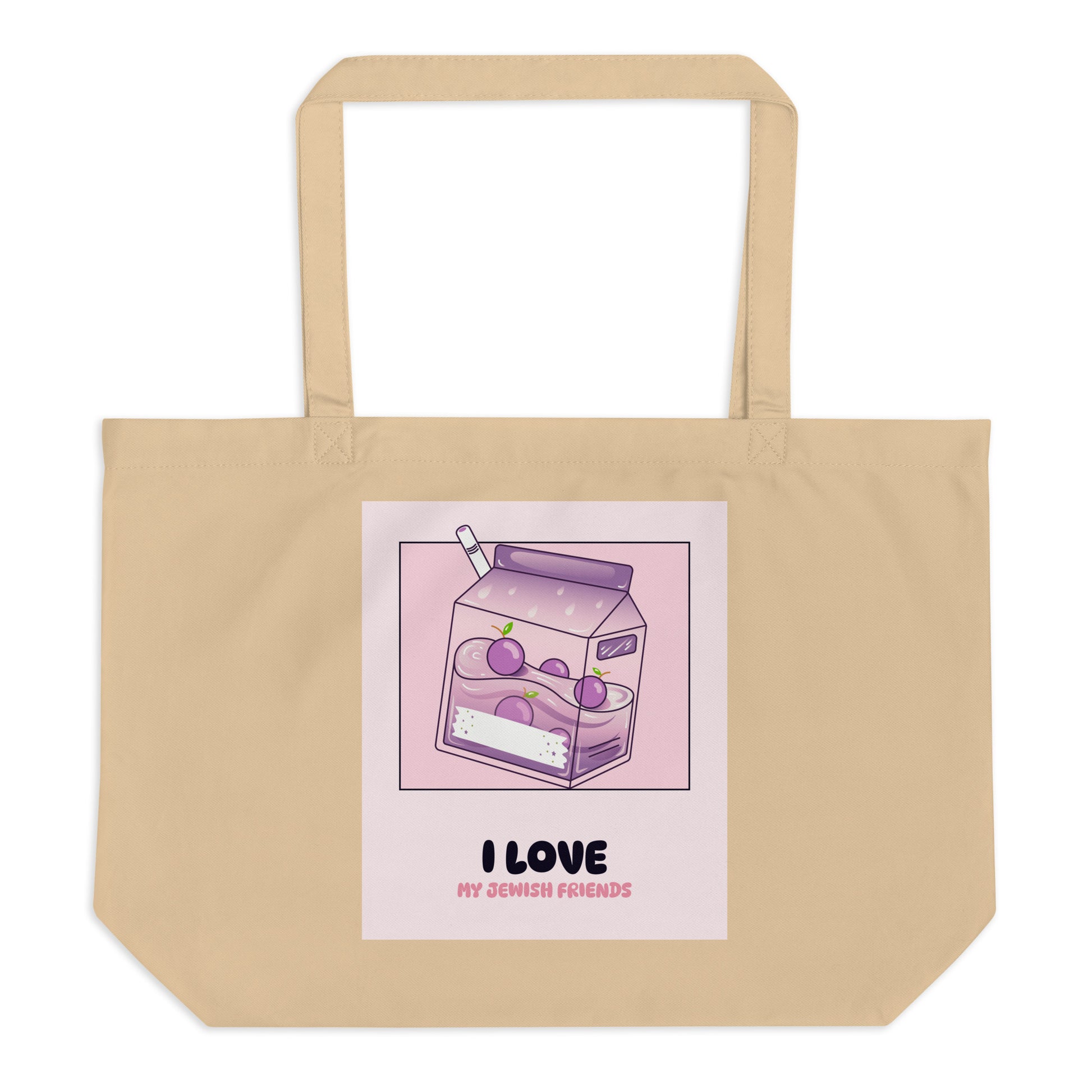 I Love My Jewish Friends | Pink Edition | Large Organic Tote Bag Jouparty