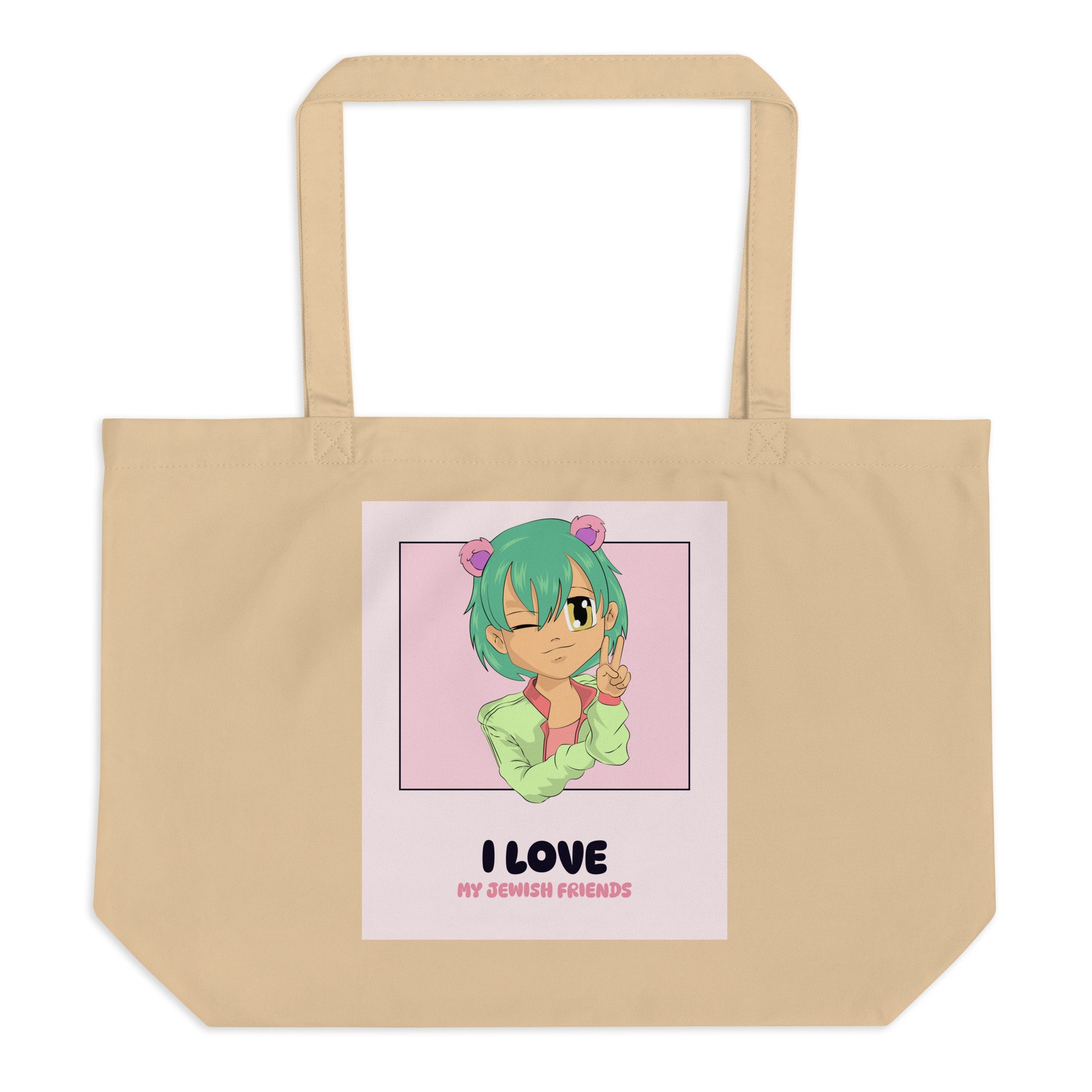 I Love My Jewish Friends | Pink Edition | Large Organic Tote Bag Jouparty