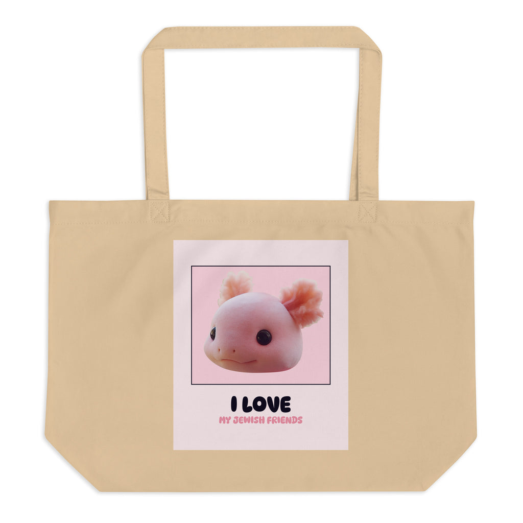 I Love My Jewish Friends | Pink Edition | Large Organic Tote Bag Jouparty
