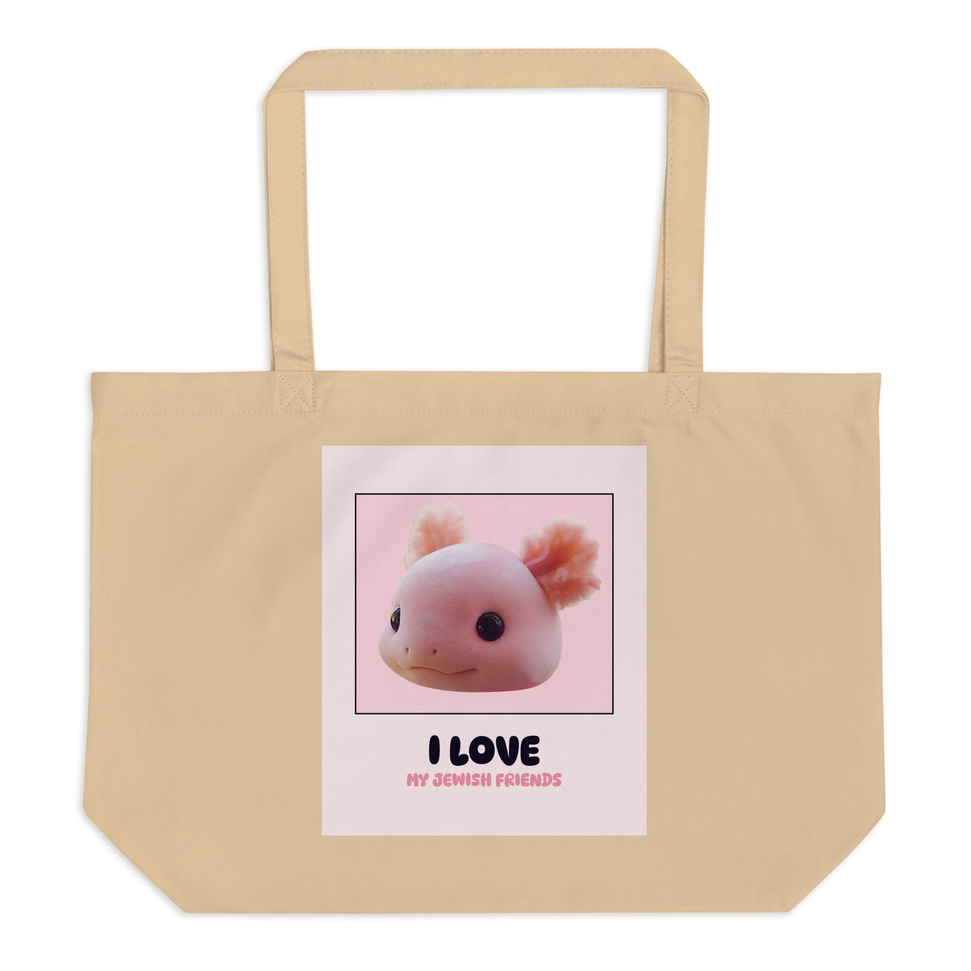 I Love My Jewish Friends | Pink Edition | Large Organic Tote Bag Jouparty