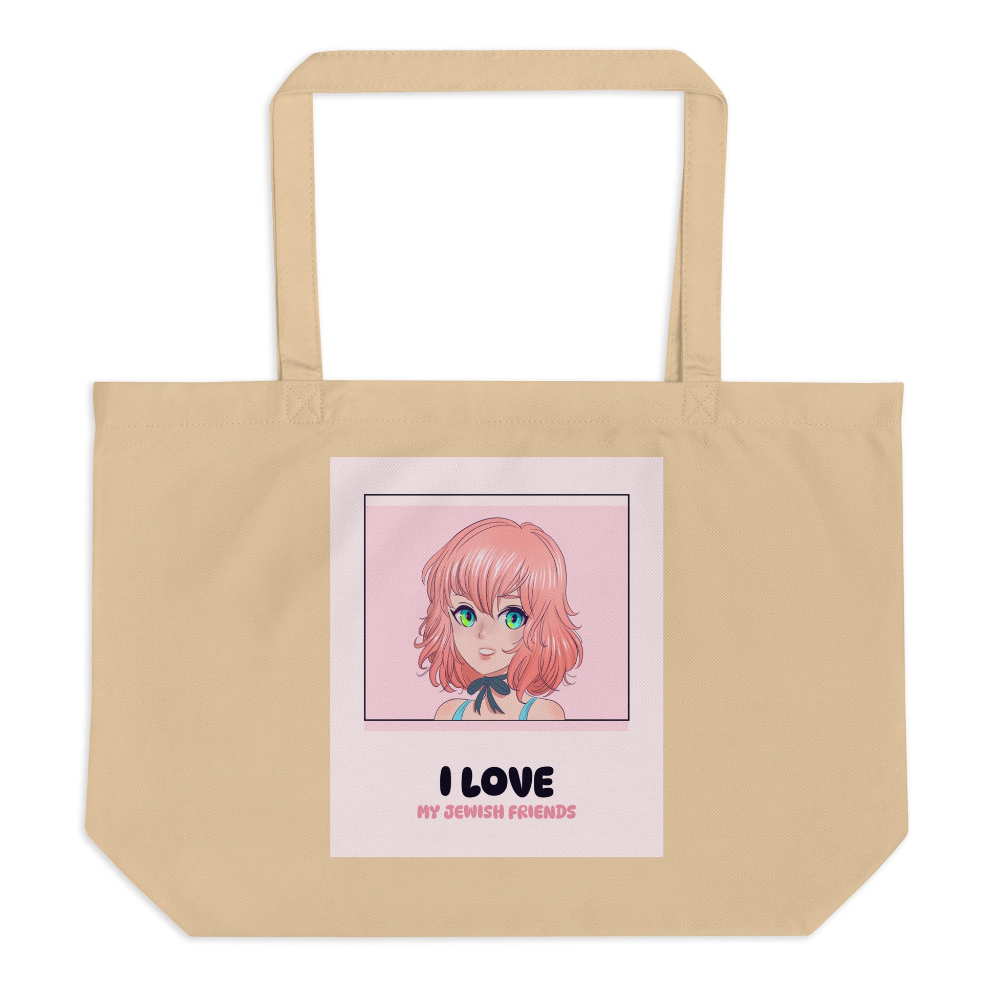 I Love My Jewish Friends | Pink Edition | Large Organic Tote Bag Jouparty