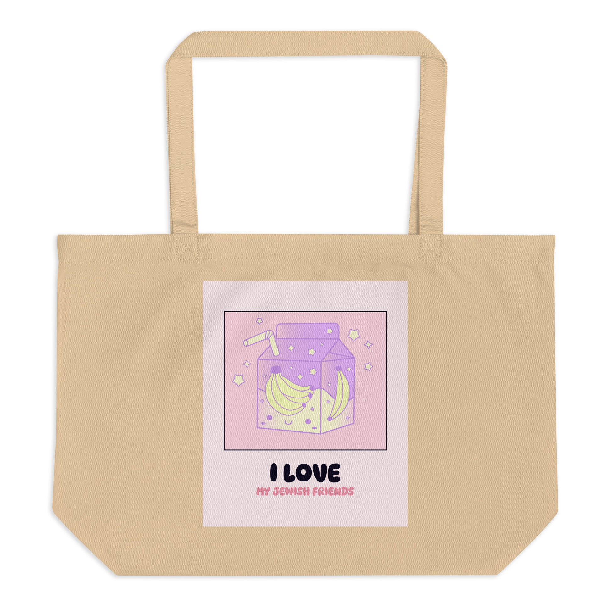I Love My Jewish Friends | Pink Edition | Large Organic Tote Bag Jouparty