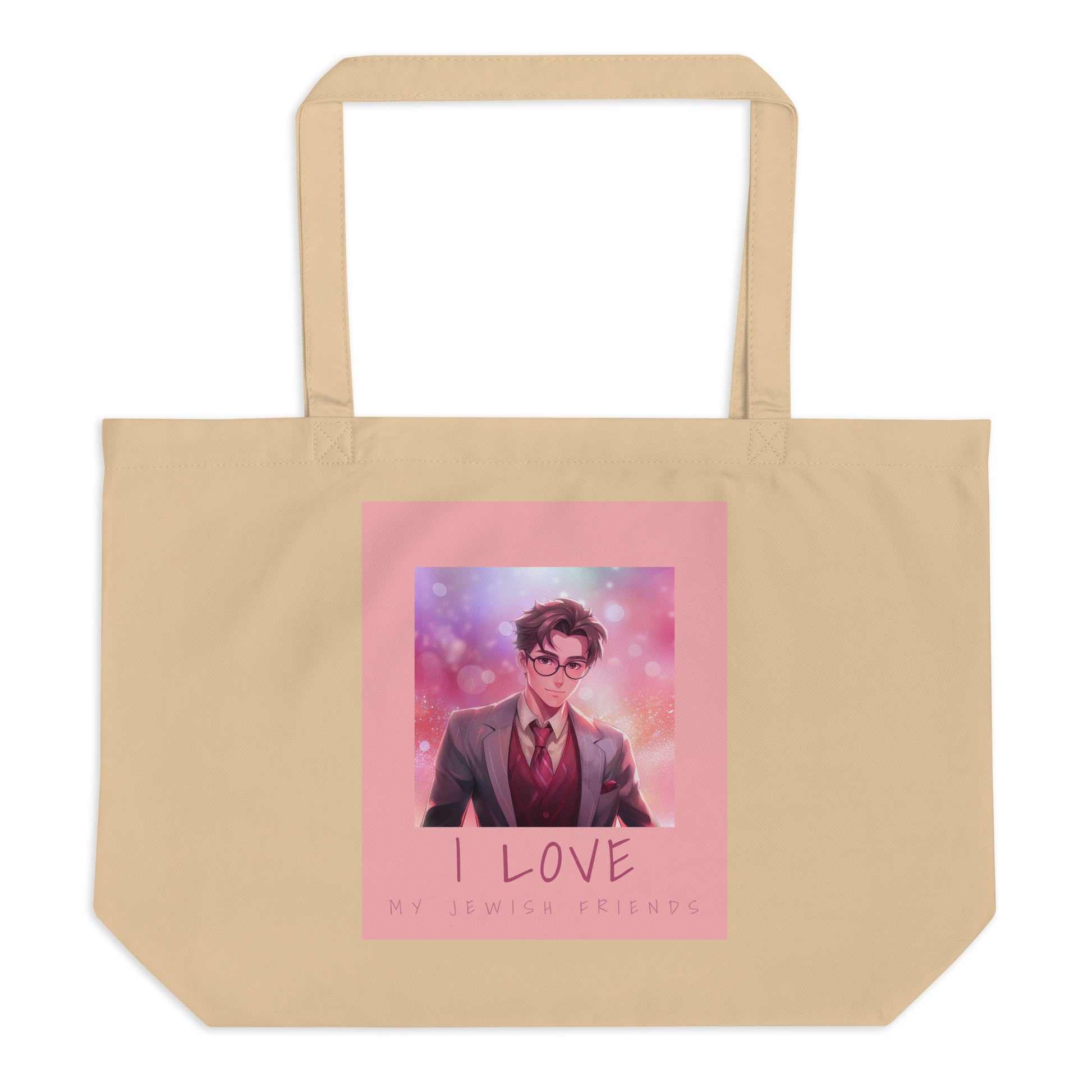 I Love My Jewish Friends | Pink Edition | Large Organic Tote Bag Jouparty