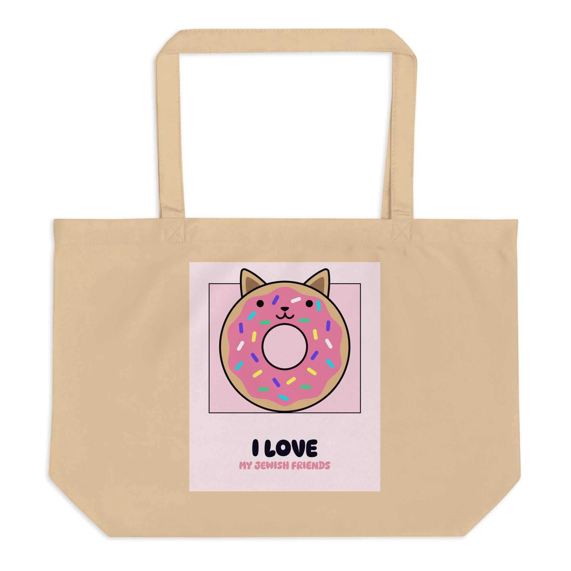 I Love My Jewish Friends | Pink Edition | Large Organic Tote Bag Jouparty