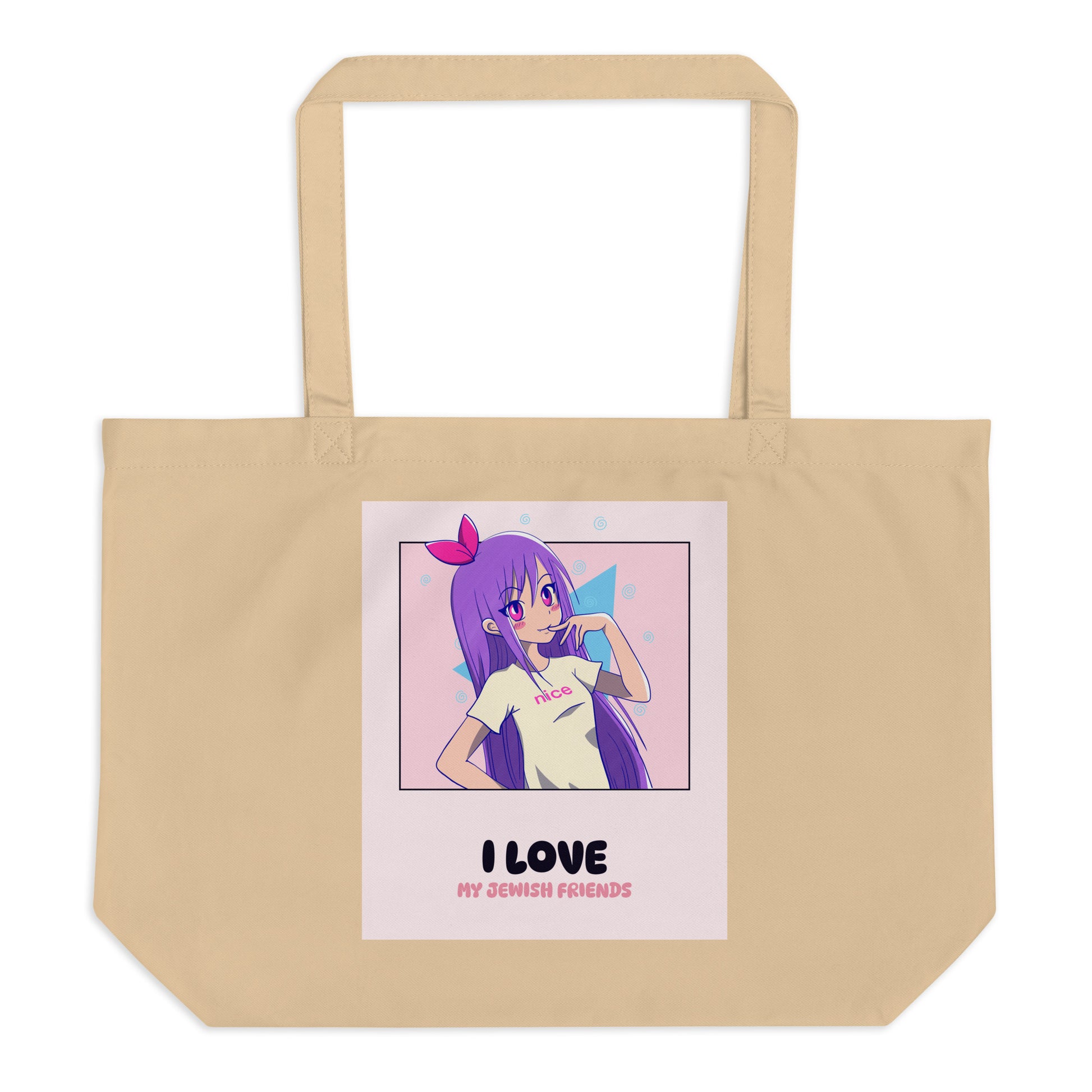 I Love My Jewish Friends | Pink Edition | Large Organic Tote Bag Jouparty