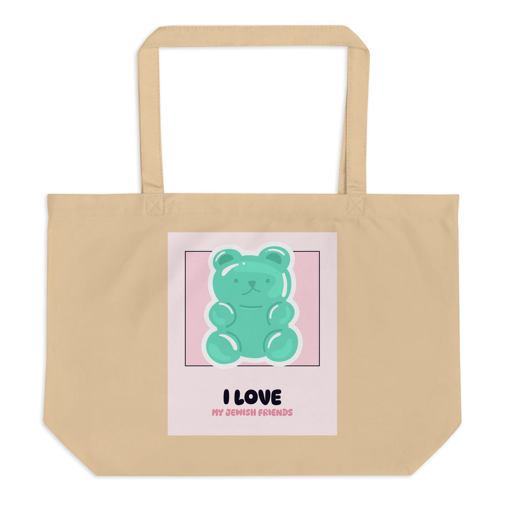 I Love My Jewish Friends | Pink Edition | Large Organic Tote Bag Jouparty
