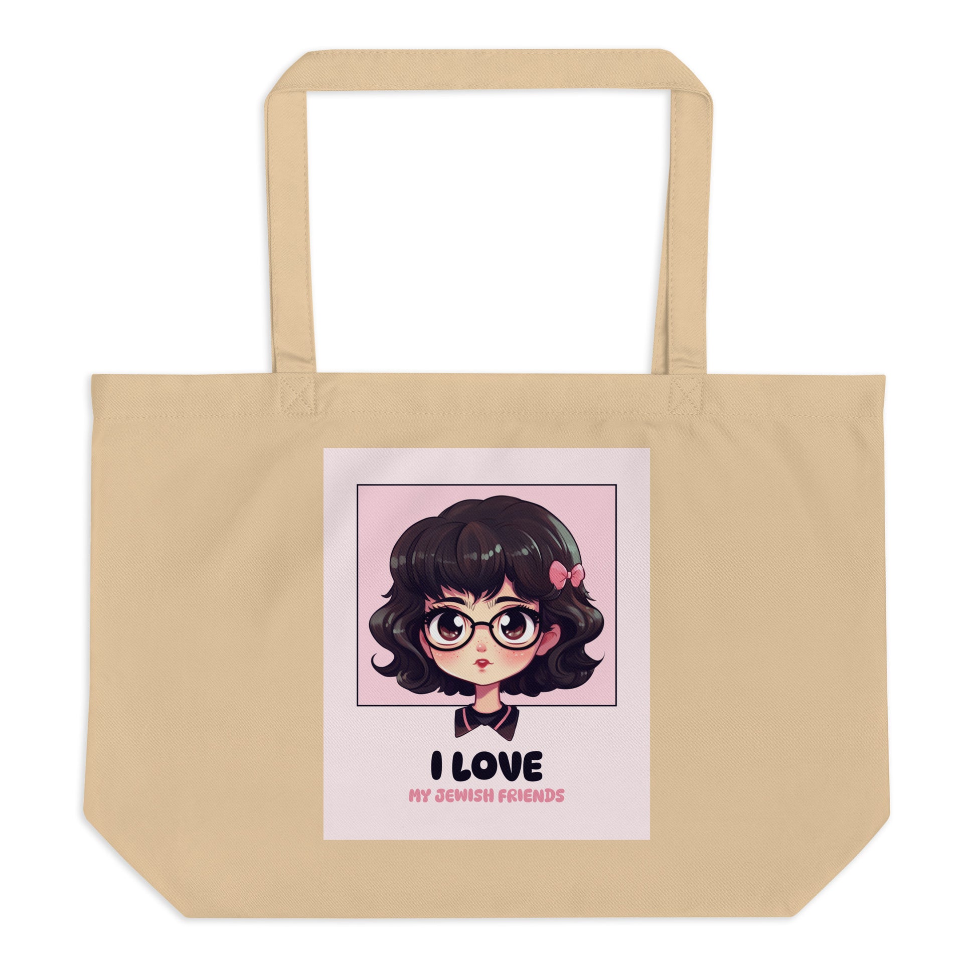 I Love My Jewish Friends | Pink Edition | Large Organic Tote Bag Jouparty