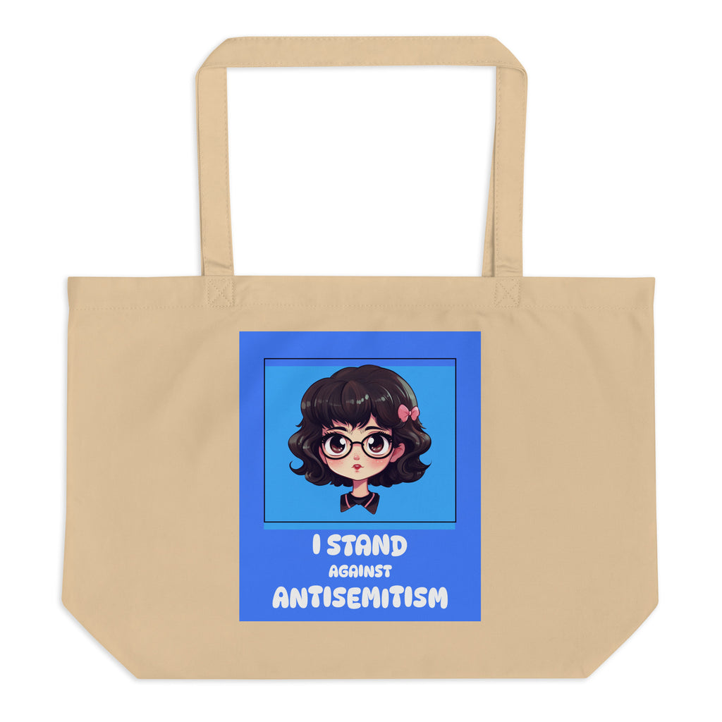 I Stand Against Antisemitism | Large Organic Tote Bag Jouparty