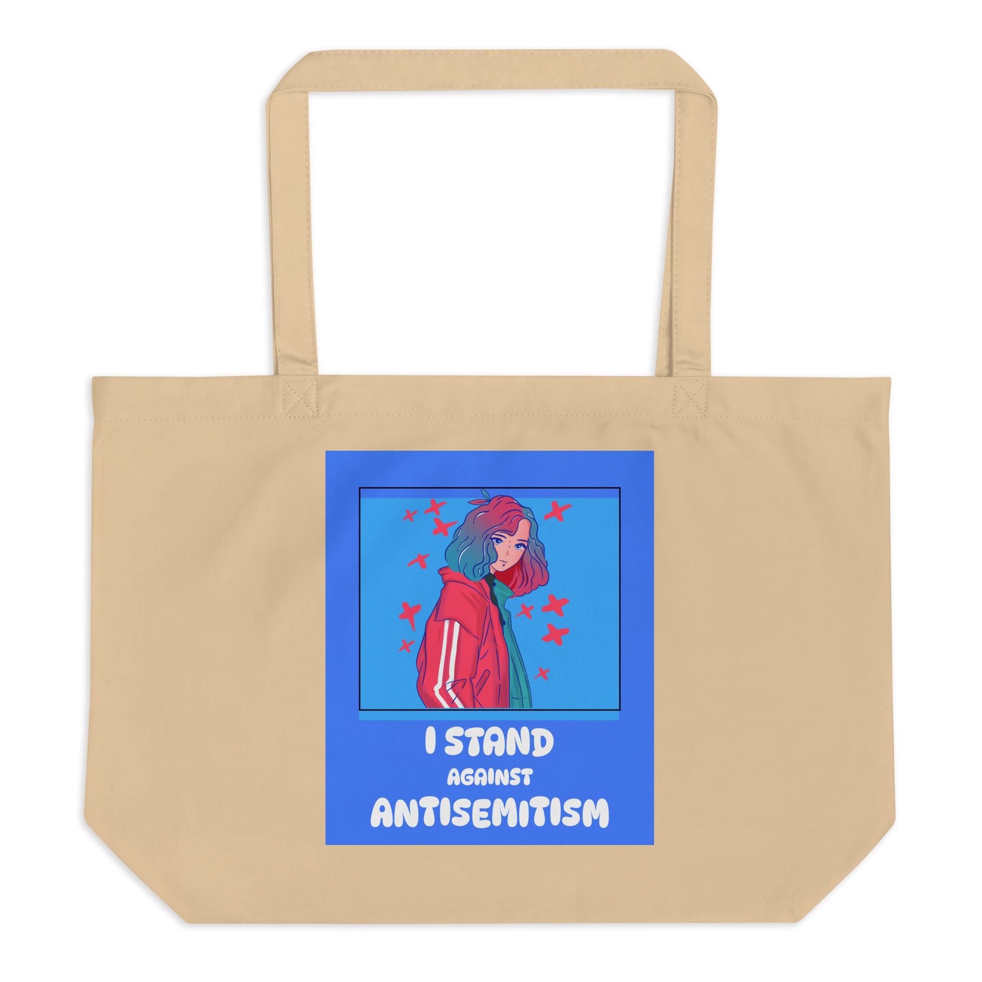 I Stand Against Antisemitism | Large Organic Tote Bag Jouparty