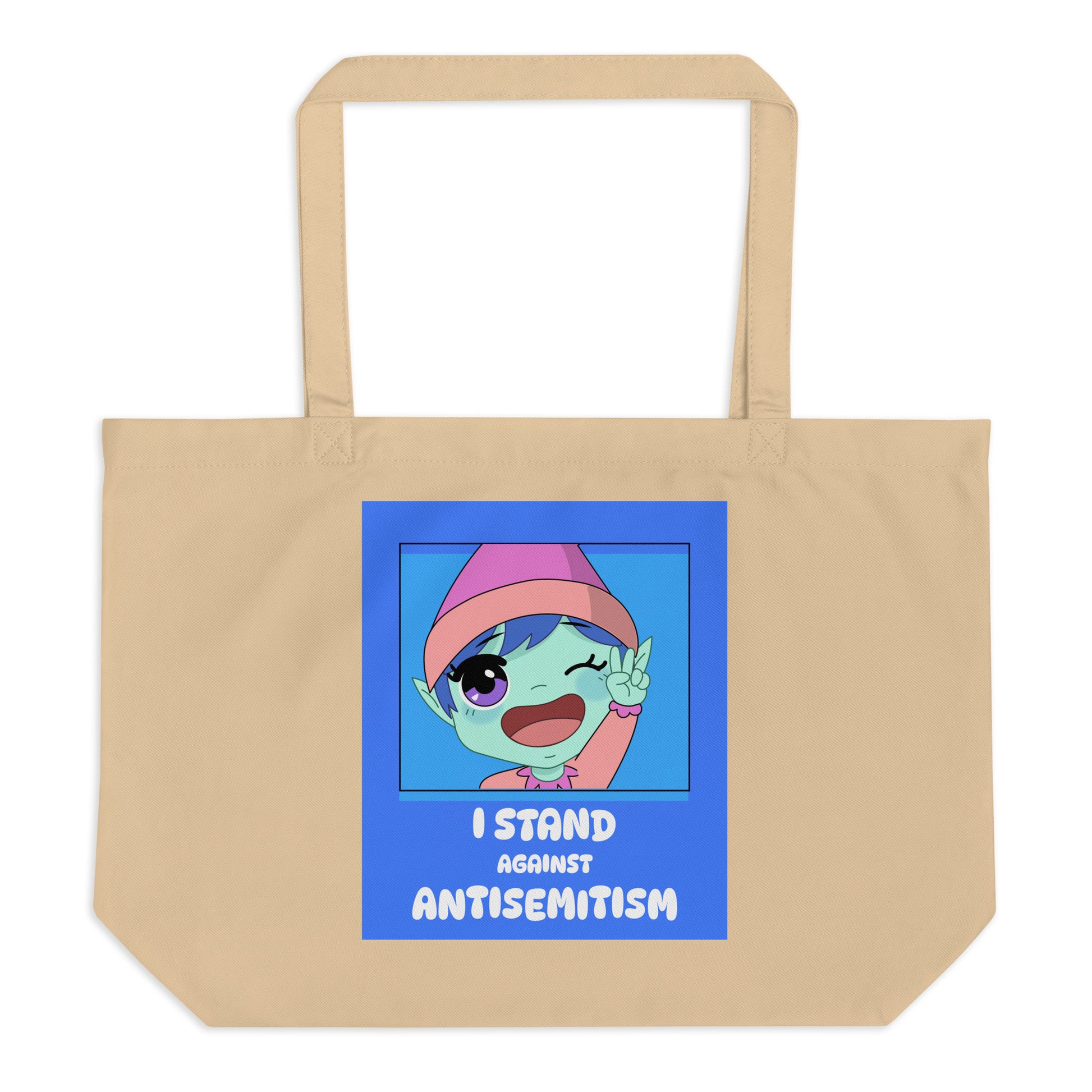 I Stand Against Antisemitism | Large Organic Tote Bag Jouparty