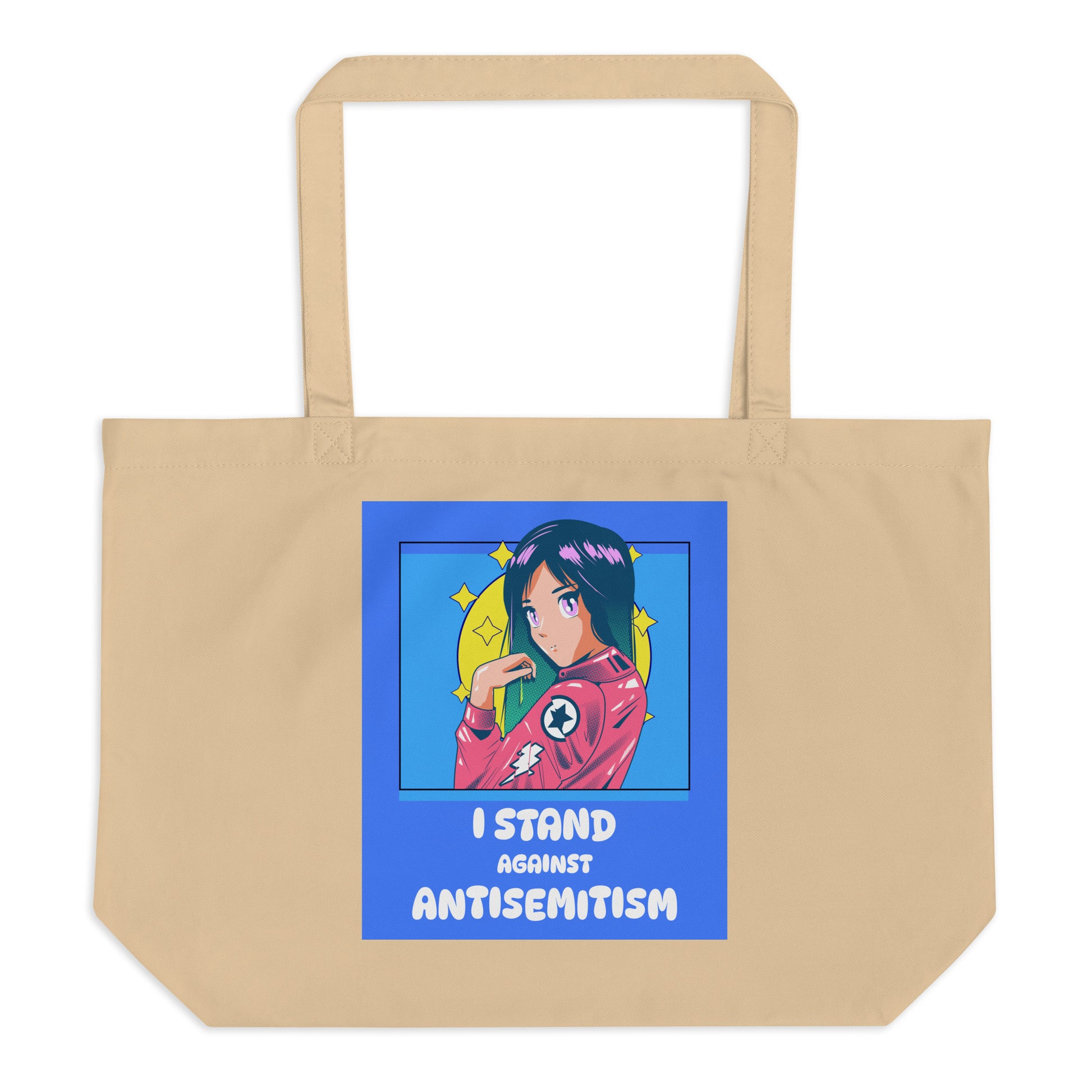 I Stand Against Antisemitism | Large Organic Tote Bag Jouparty