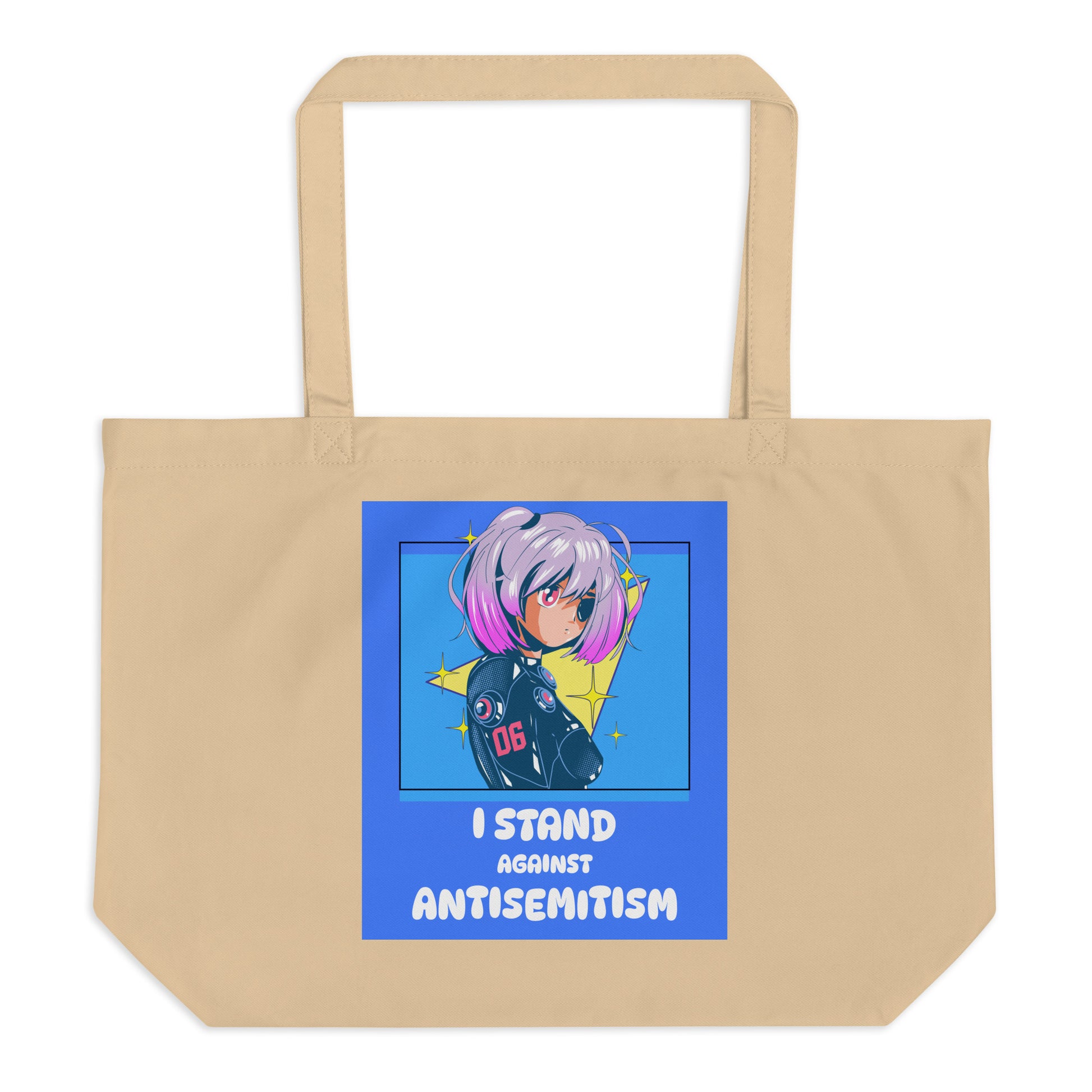I Stand Against Antisemitism | Large Organic Tote Bag Jouparty