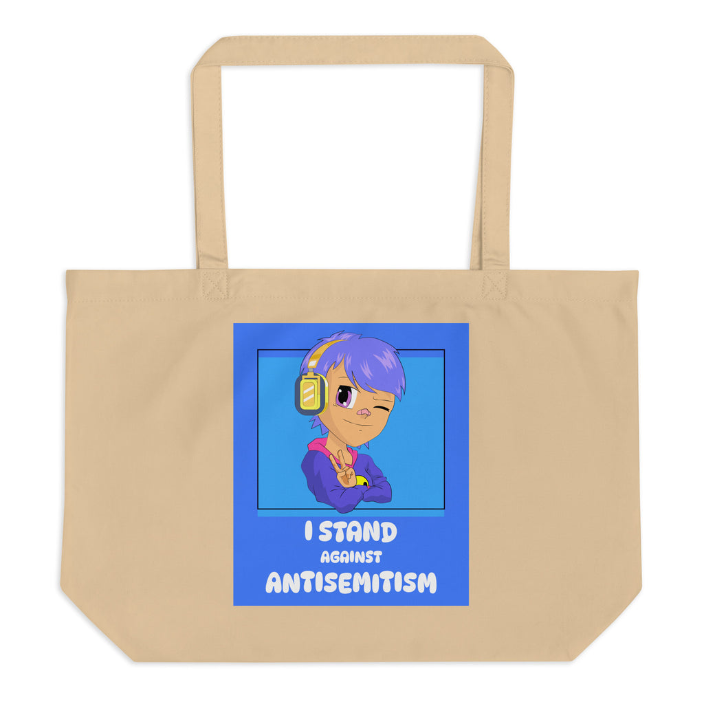 I Stand Against Antisemitism | Large Organic Tote Bag