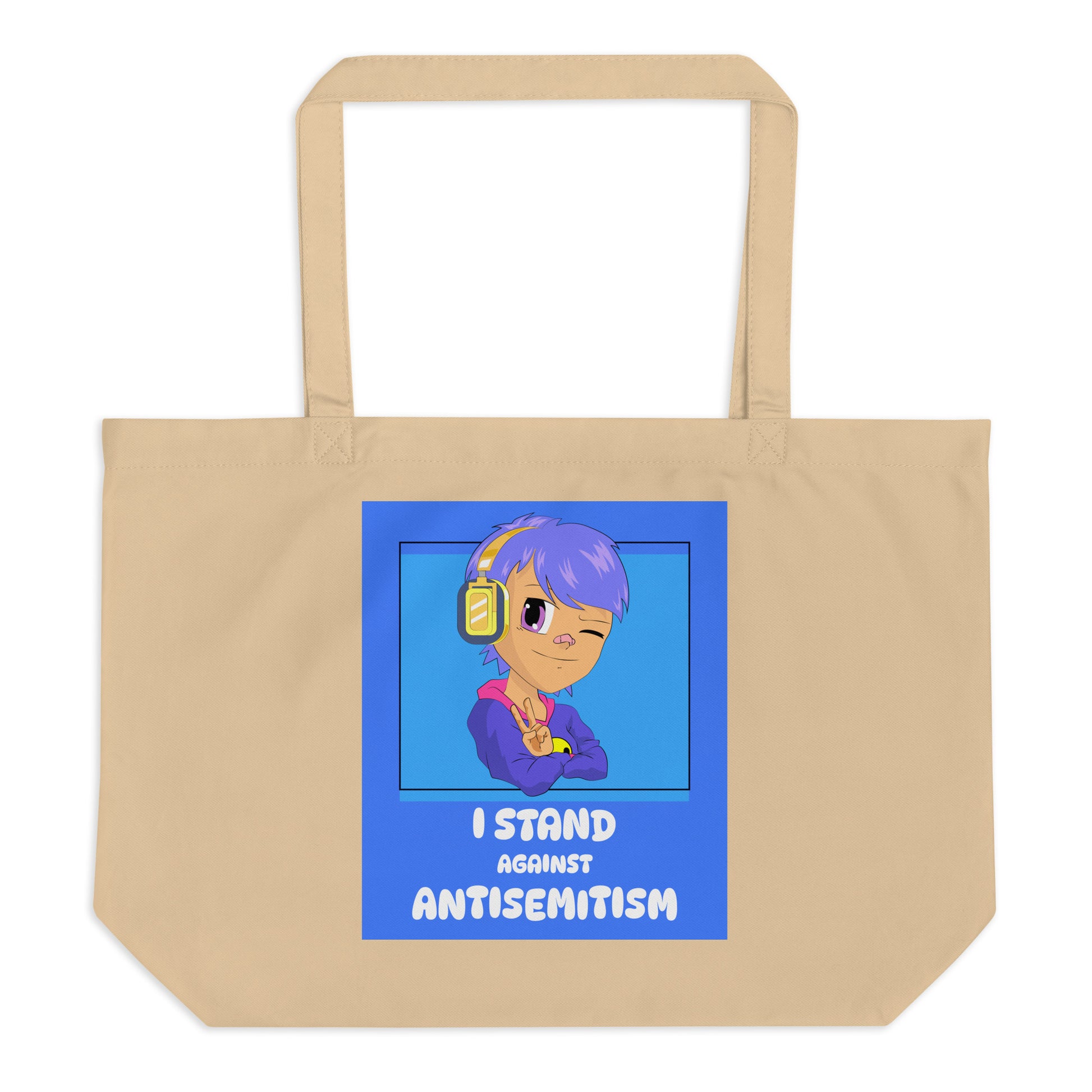 I Stand Against Antisemitism | Large Organic Tote Bag