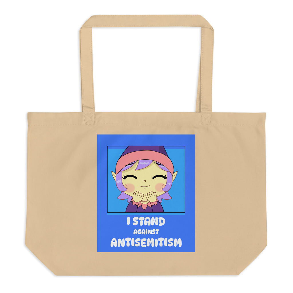 I Stand Against Antisemitism | Large Organic Tote Bag Jouparty