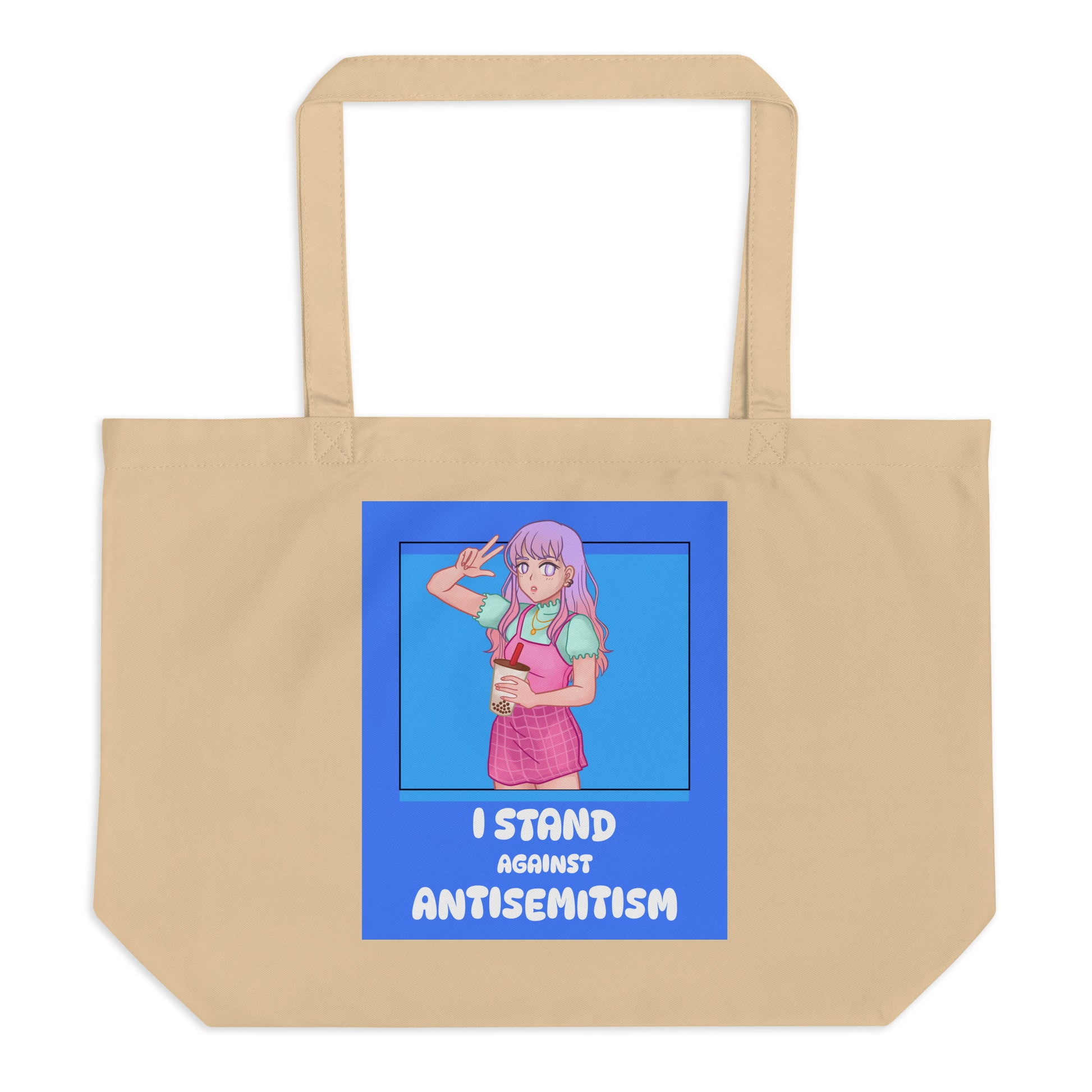 I Stand Against Antisemitism | Large Organic Tote Bag