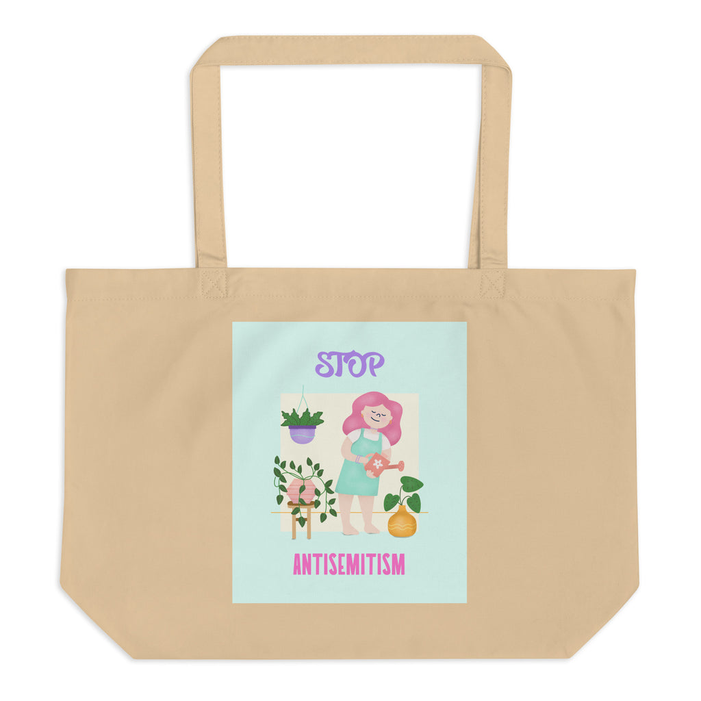 Stop Antisemitism | Plants & Flowers Edition | Large Organic Tote Bag