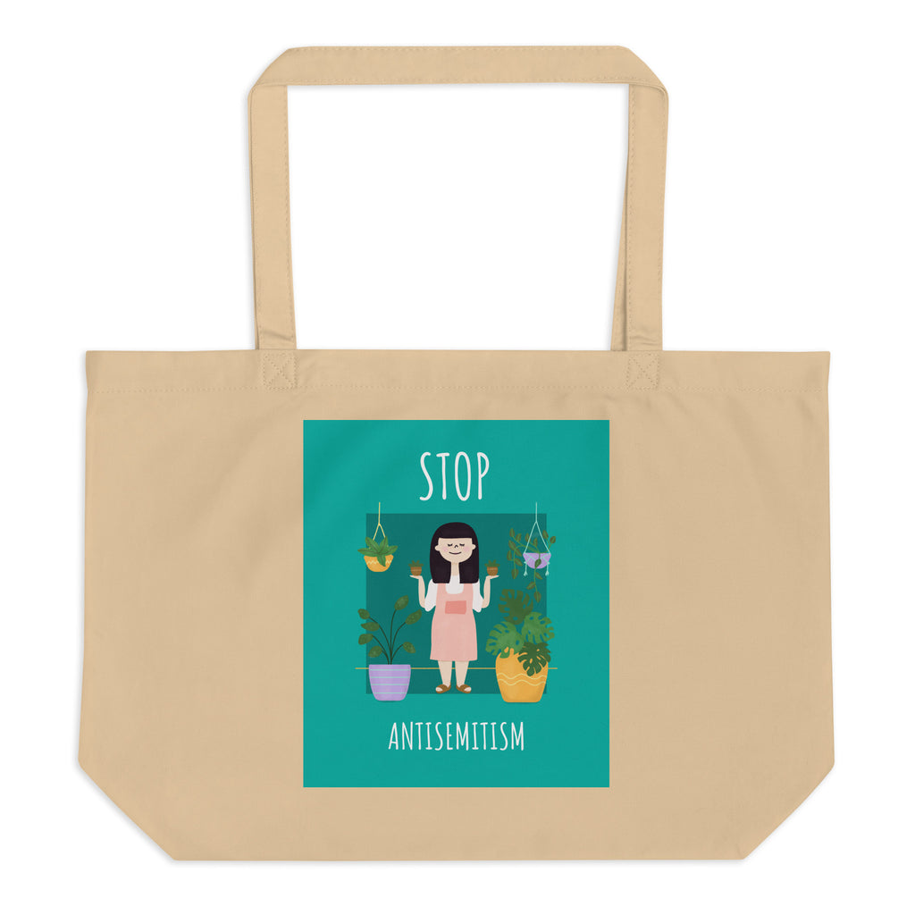 Stop Antisemitism | Plants & Flowers Edition | Large Organic Tote Bag