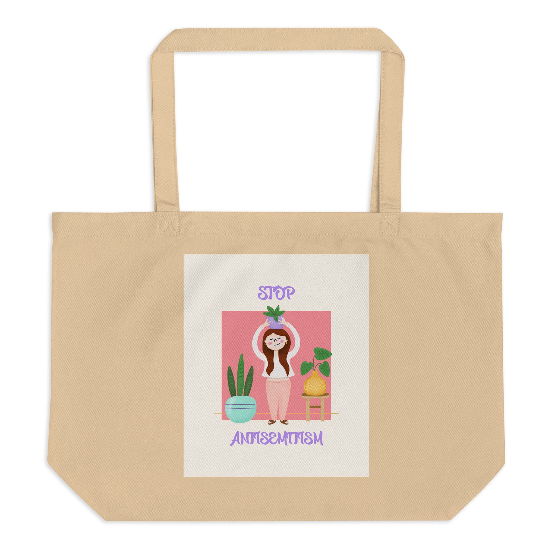 Stop Antisemitism | Plants & Flowers Edition | Large Organic Tote Bag