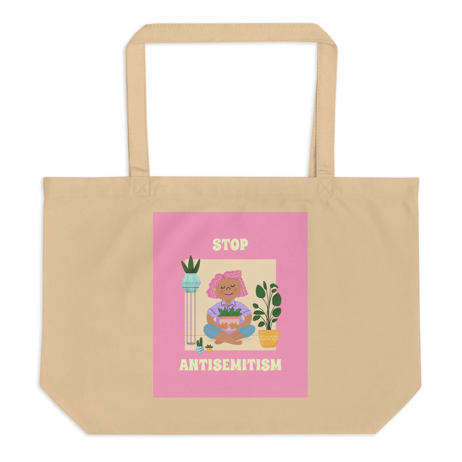 Stop Antisemitism | Plants & Flowers Edition | Large Organic Tote Bag