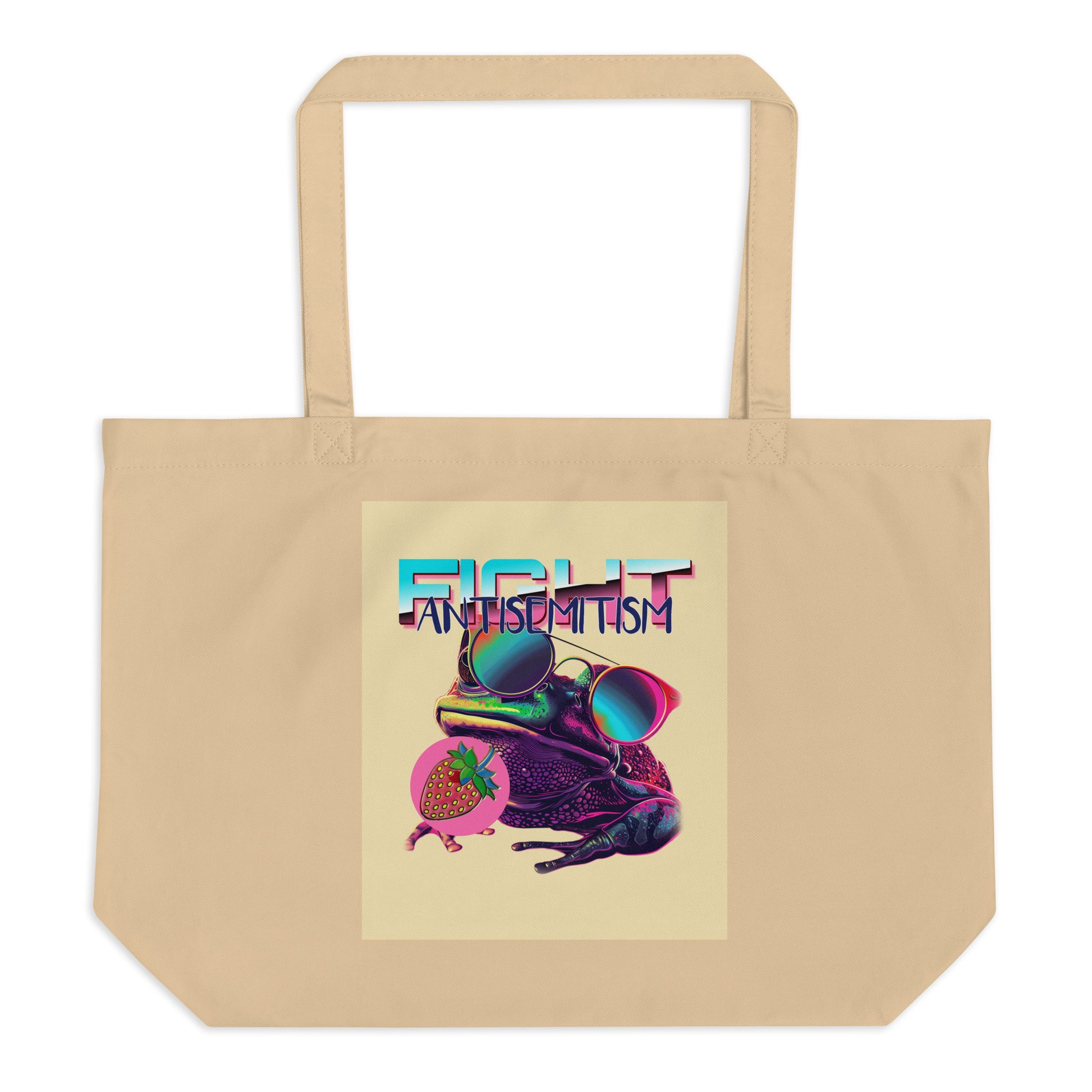 Retro Neon Animal | Fight Antisemitism | Large Organic Tote Bag